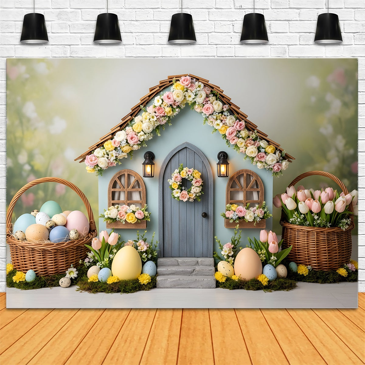 Easter Egg Backdrop Floral Cottage House Tulip Photo Booth Easter Backdrop Ideas UK By Magali