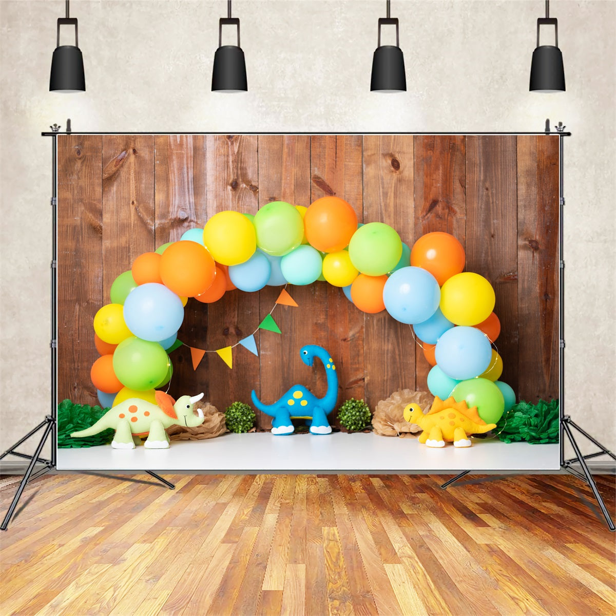 Newborn Photo Backdrops Colorful Balloon Dinosaur Party Arch Children Backdrop UK By Magali