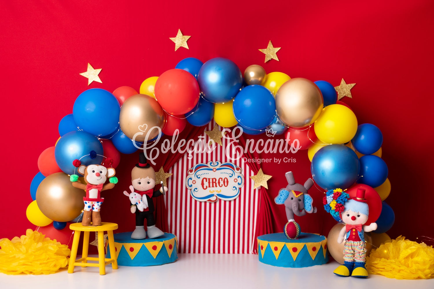Newborn Photoshoot Backdrop Red Blue Balloon Star Stage Circus Backdrop UK By Magali