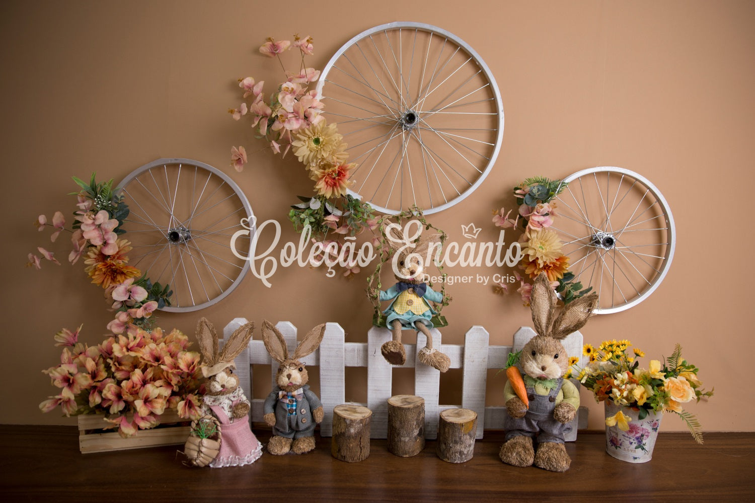 Newborn Photography Backdrop Vintage Bicycle Wheel Bunny Easter Backdrop Ideas UK By Magali