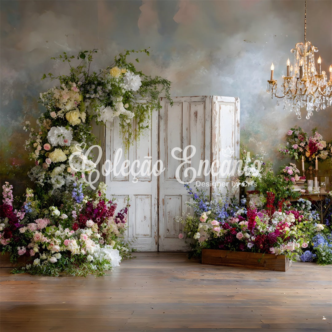 Mothers Day Backdrop Vintage Floral Doors Chandeliers Happy Mothers Day Backdrop UK By Magali
