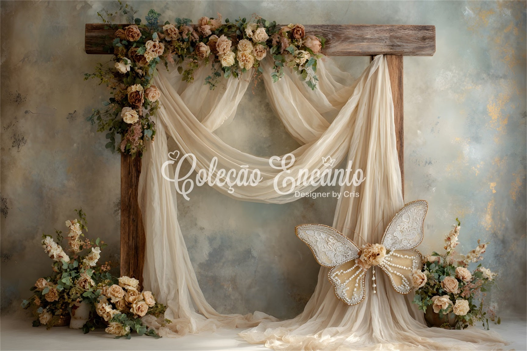 Mother's Day Photo Backdrops Rustic Wooden Arch Flowers Mothers Day Flower Backdrop UK By Magali