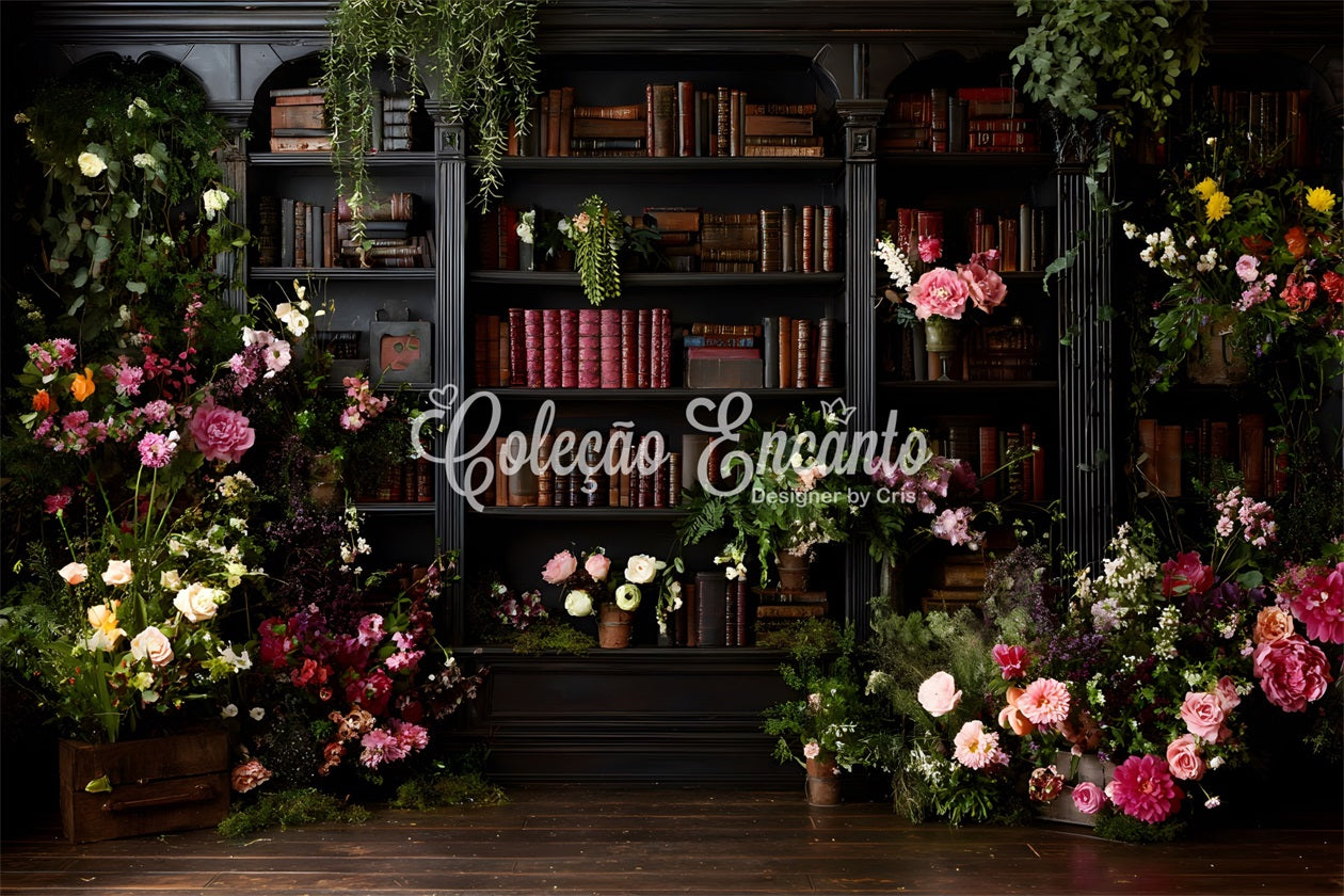 Mother's Day Picture Backdrop Library Blooms Vintage Charm Mothers Day Photo Booth Backdrop UK By Magali