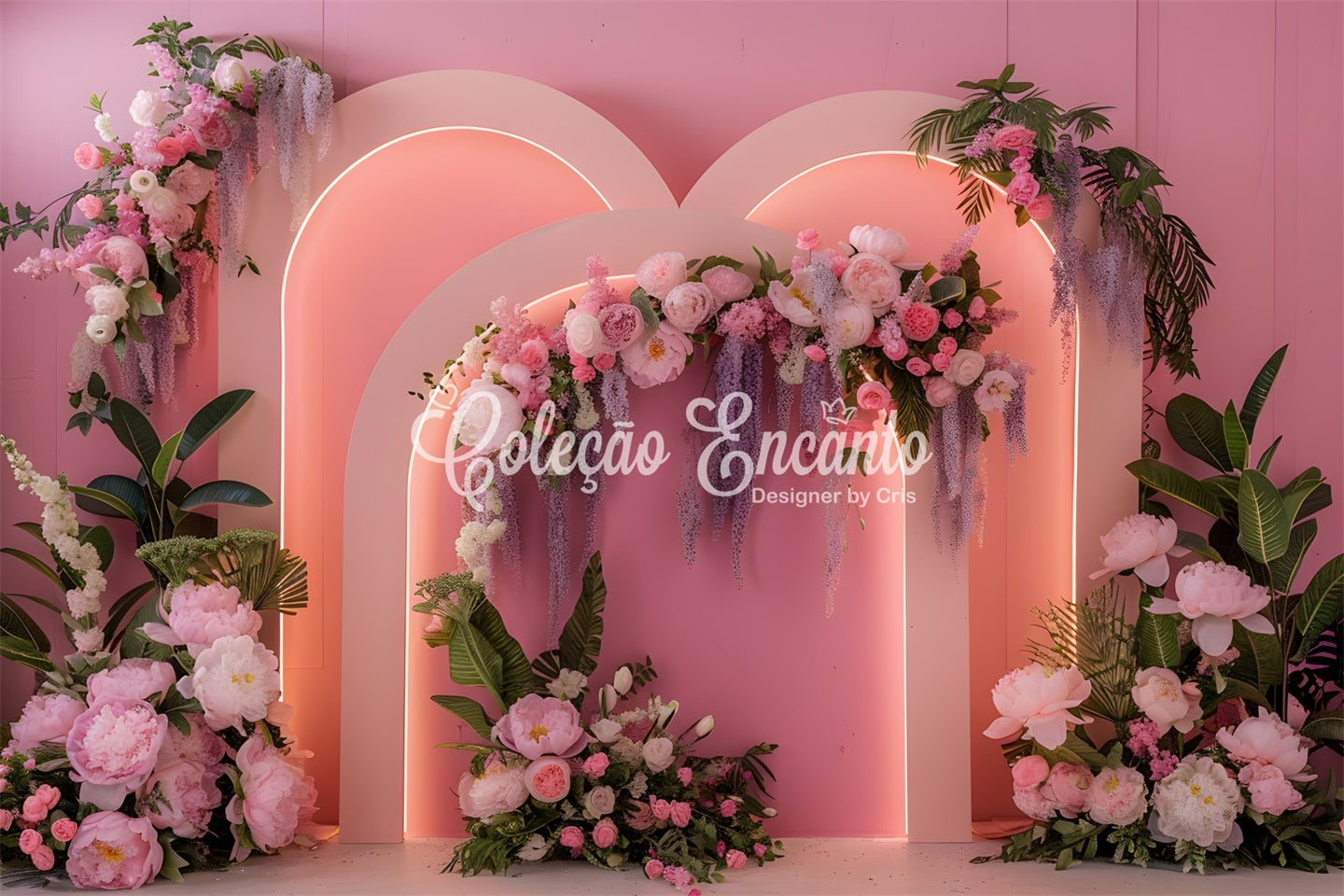 Mother's Day Photography Backdrops Pink Neon Floral Arch Mother's Day Backdrop Ideas UK By Magali