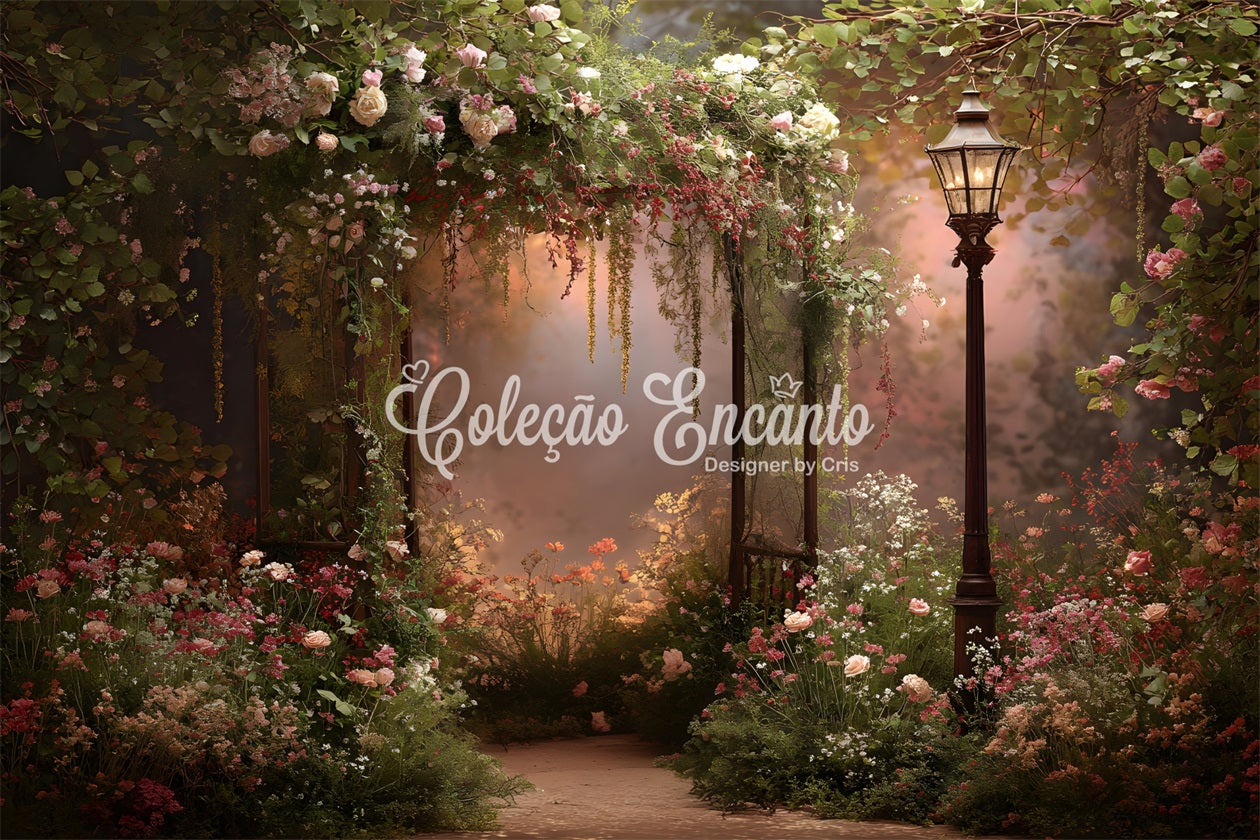 Mother Day Photo Backdrops Vintage Lantern Floral Arch Mother's Day Photography Backdrops UK By Magali