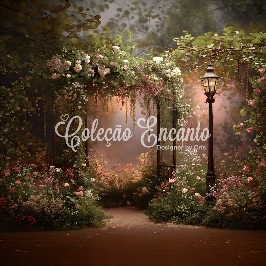 Mother Day Photo Backdrops Vintage Lantern Floral Arch Mother's Day Photography Backdrops UK By Magali