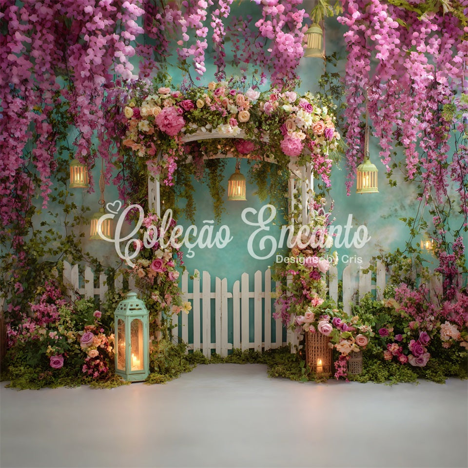 Mothers Day Photography Backdrops Vintage Lantern Blossom Entrance Mother's Day Backdrop Ideas UK By Magali