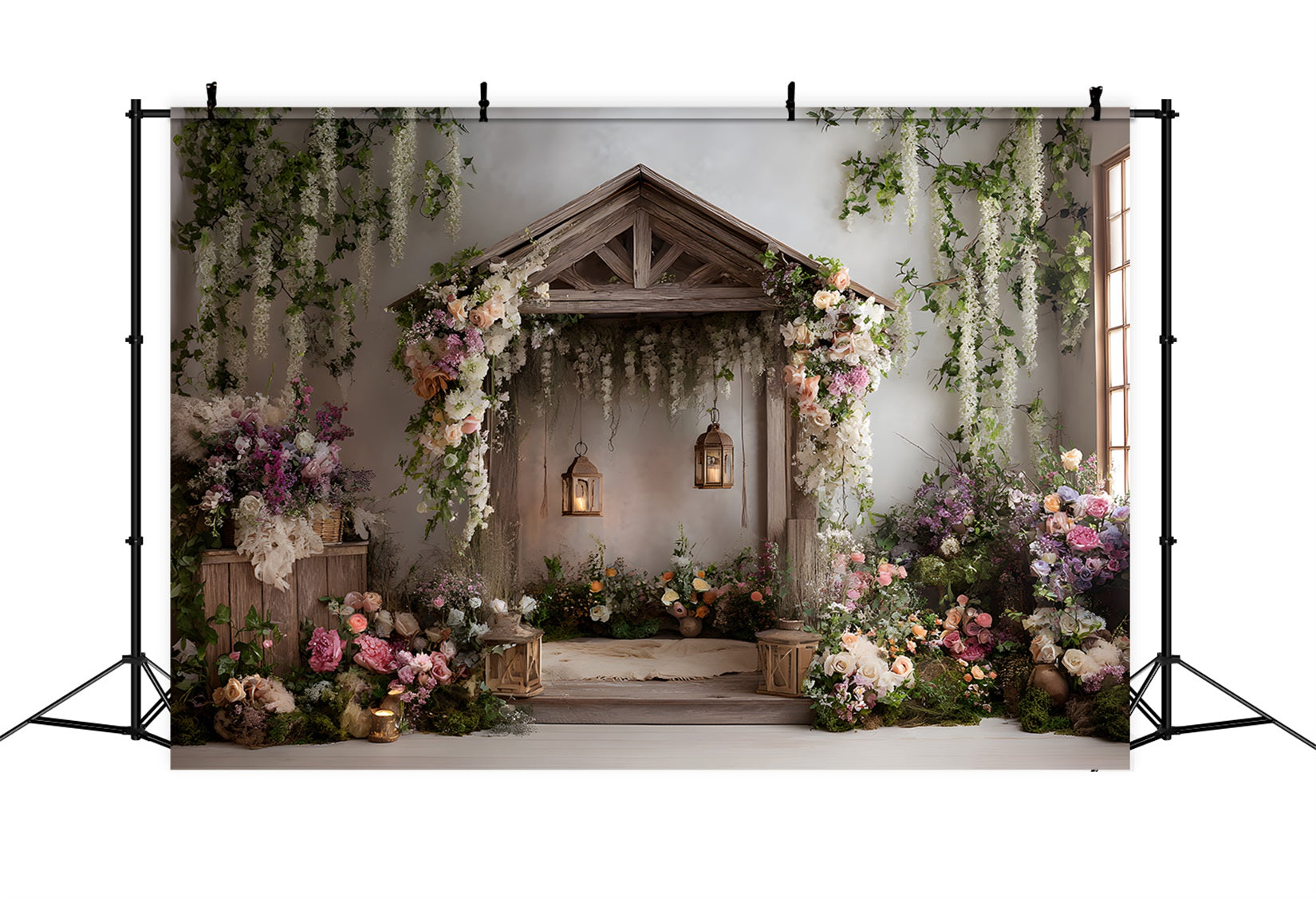 Backdrop Design For Mother's Day Rustic Wooden Pavilion Flowers Easy Mother's Day Backdrop UK By Magali