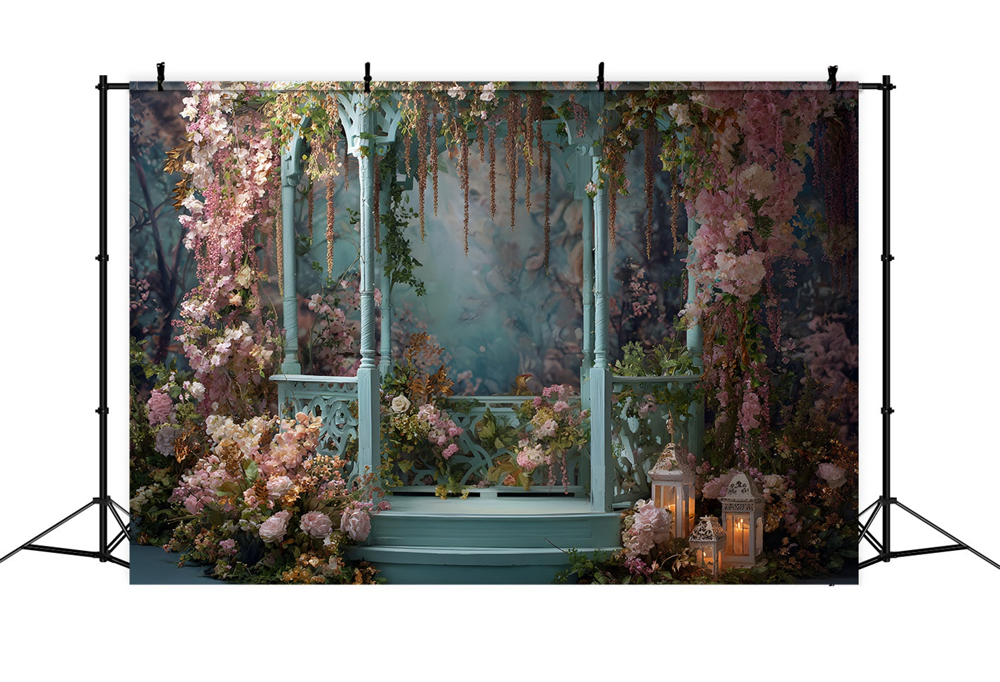 Happy Mother's Day Backdrop Rustic Gazebo Floral Surround Mother's Day Backdrop With Flowers UK By Magali