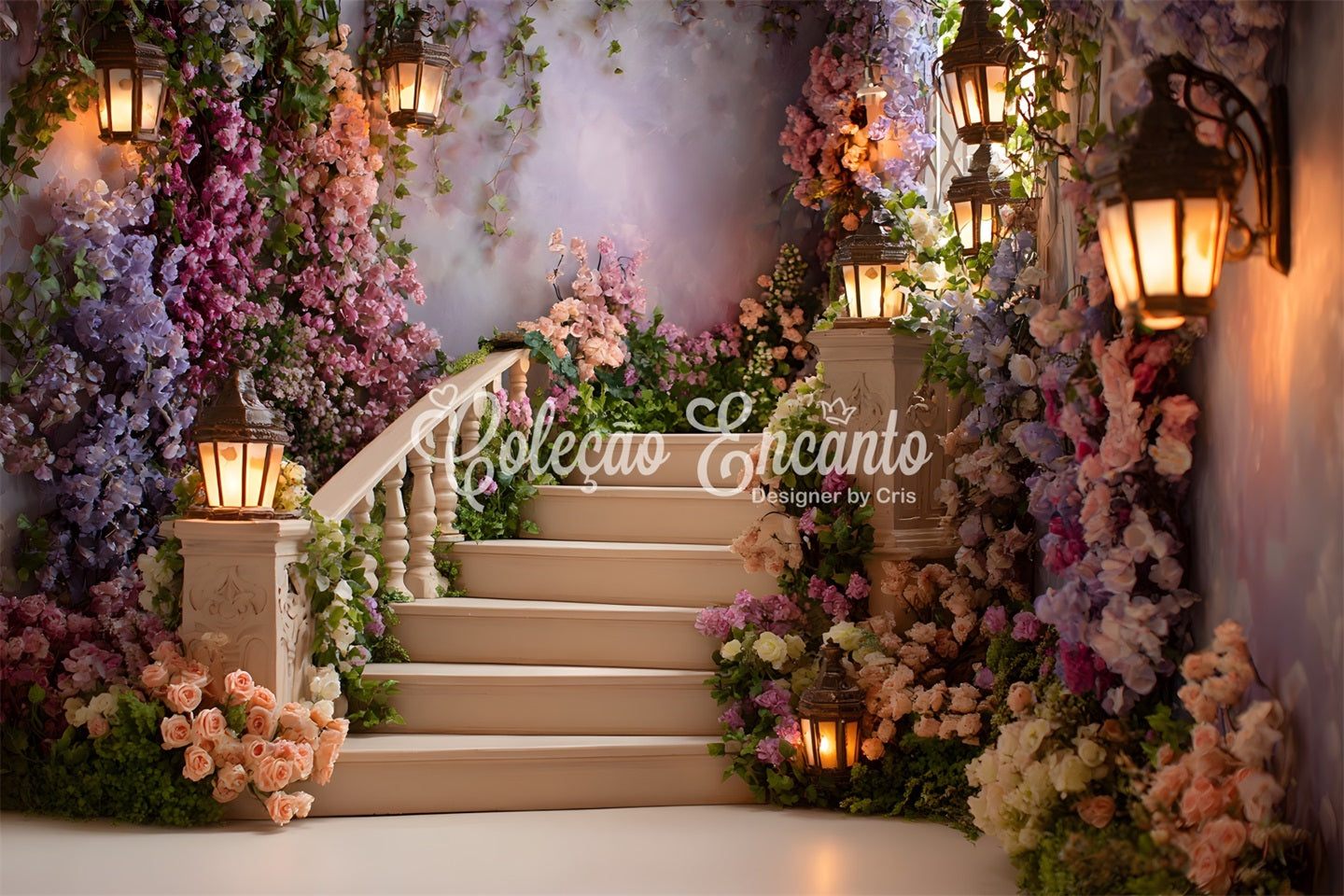 Mother Day Backdrop Whimsical Floral Lantern Pathway Photo Backdrop For Mothers Day UK By Magali
