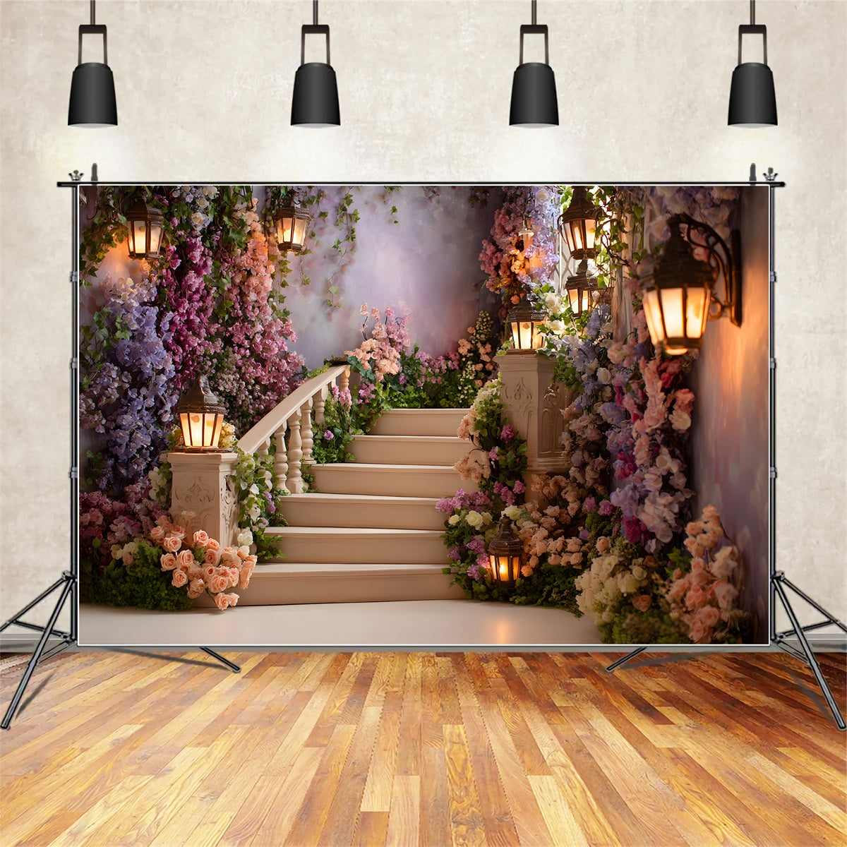 Mother Day Backdrop Whimsical Floral Lantern Pathway Photo Backdrop For Mothers Day UK By Magali