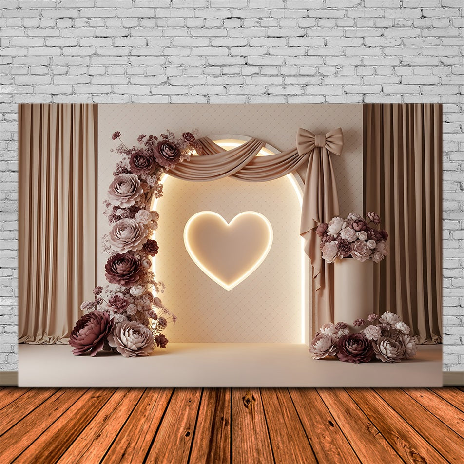 Mother's Day Photo Backdrops Mocha Heart Arch Bow Bloom Photo Booth Mother's Day Backdrop Ideas UK By Magali