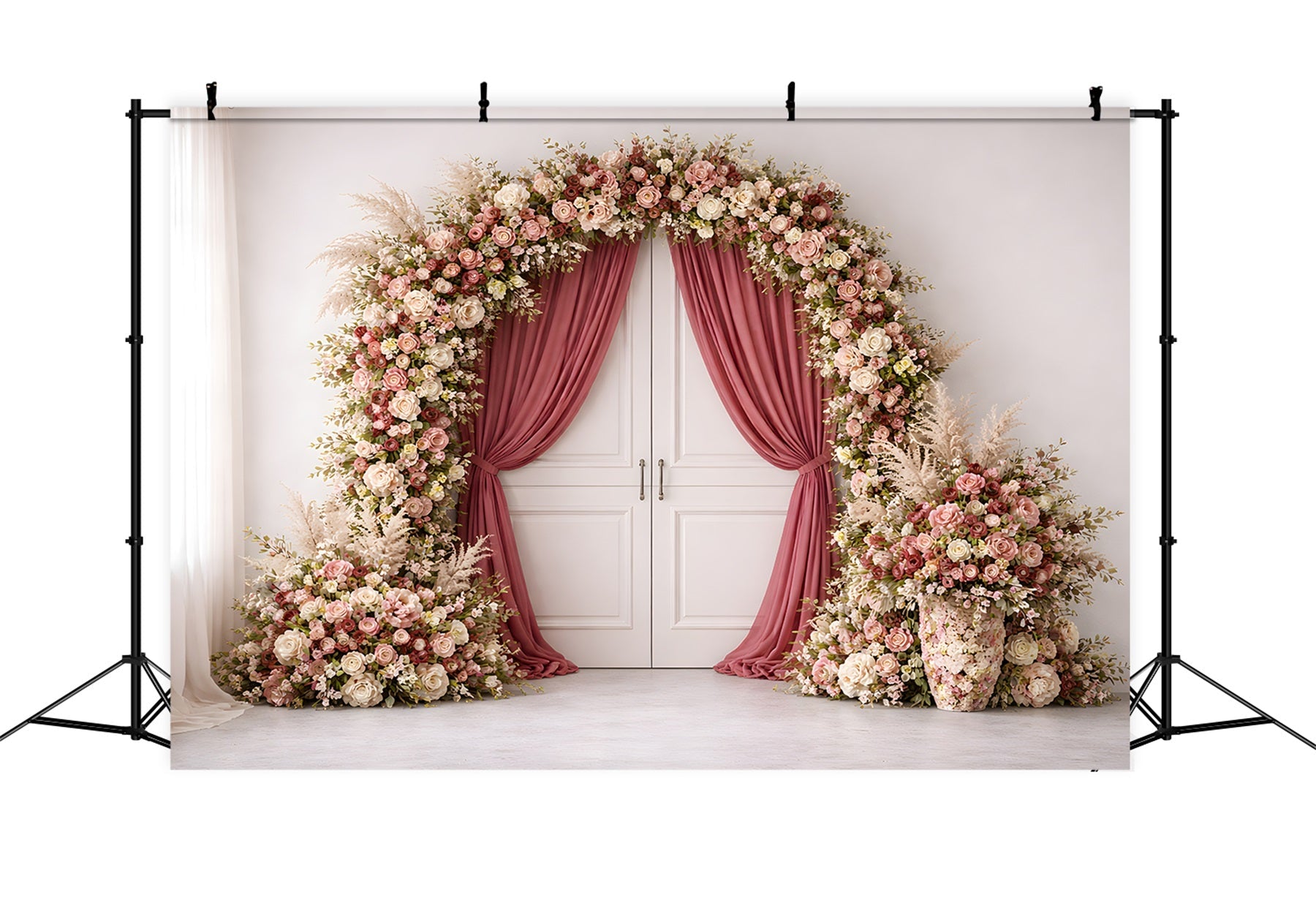 Mothers Day Photo Backdrops Pink Rose Doorway Curtain Arch Mothers Day Photo Booth Backdrop UK By Magali