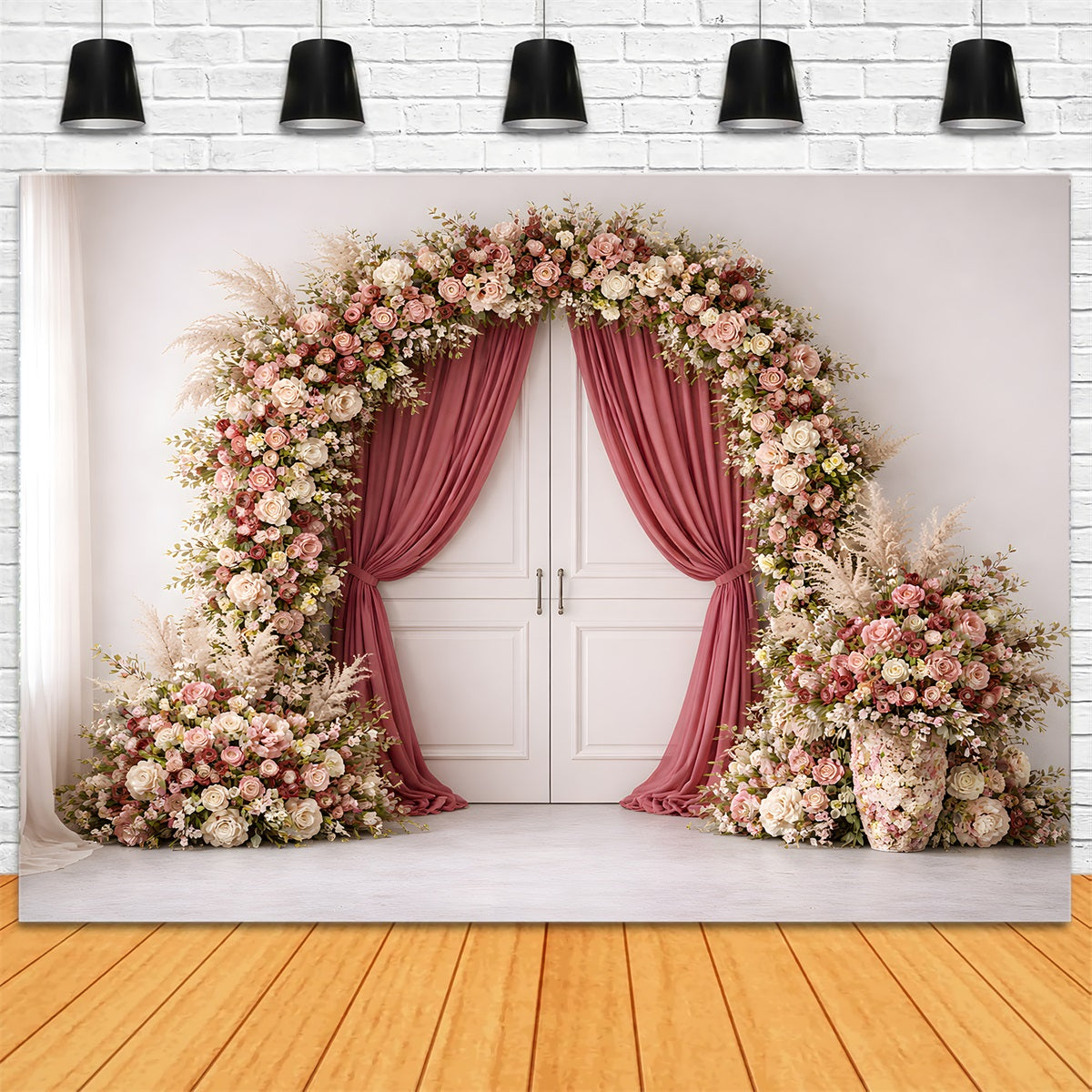 Mothers Day Photo Backdrops Pink Rose Doorway Curtain Arch Mothers Day Photo Booth Backdrop UK By Magali