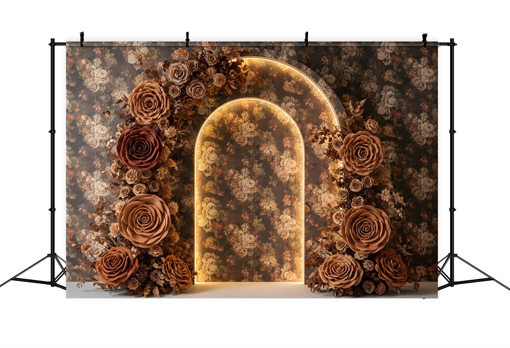Mother's Day Photoshoot Backdrop Vintage Mocha Rose Arch Glow Mothers Day Photoshoot Backdrop UK By Magali