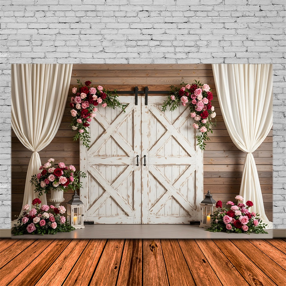 Backdrop Mothers Day Rustic Barn Door Rose Lanterns Backdrop Ideas For Mother's Day UK By Magali