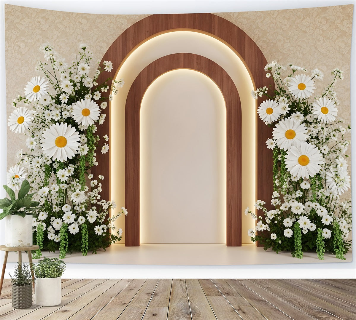 Backdrop For Mothers Day Wood Arch Daisy Bloom Glow Mothers Day Photo Backdrop Ideas UK By Magali