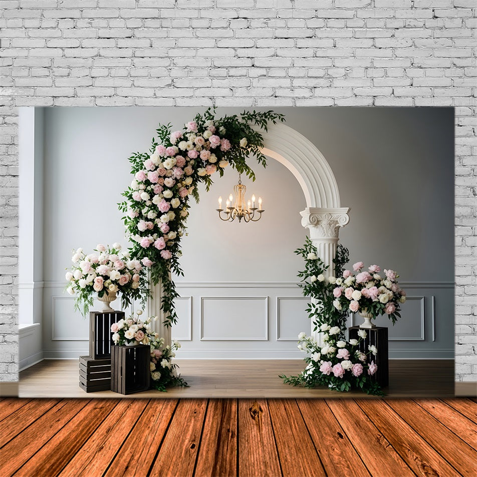 Mothers Day Picture Backdrop Blush Floral Chandelier Arch Frame Mother's Day Backdrops UK By Magali