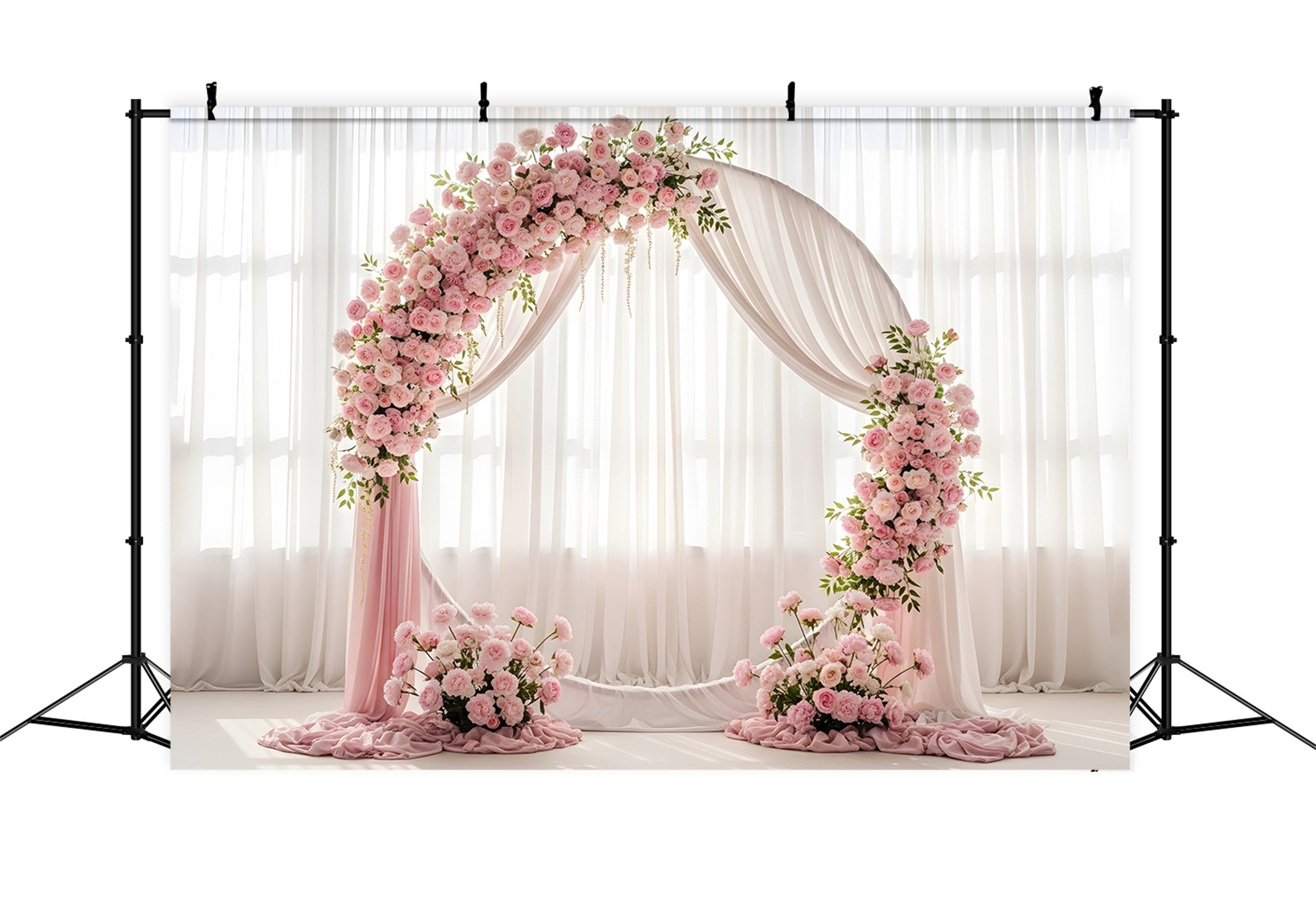 Mother's Day Photo Backdrop Blush Floral Arch Draped Romance Backdrop For Mothers Day UK By Magali