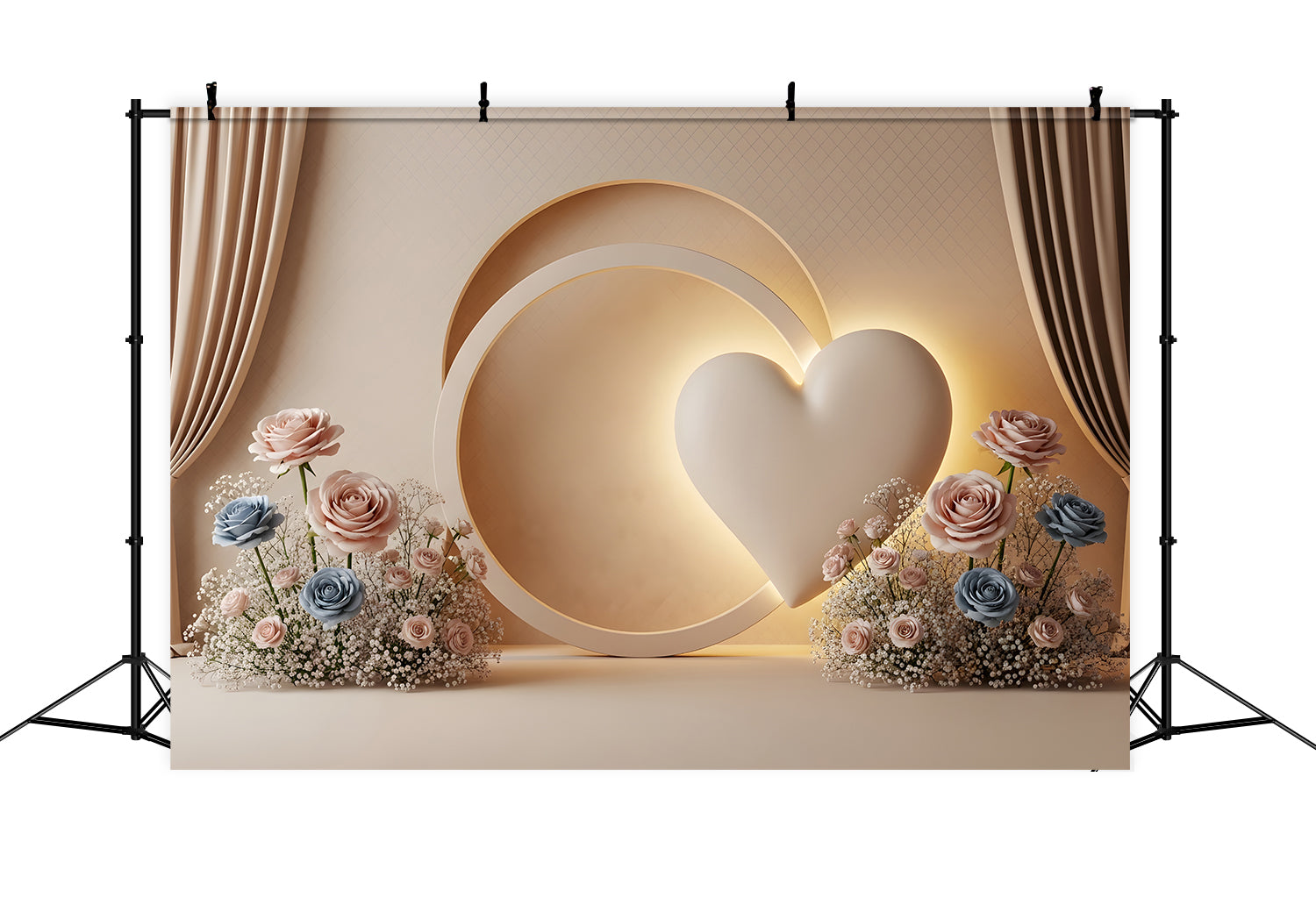 Mothers Day Backdrops Minimalist Heart Circle Rose Bloom Mothers Day Backdrop Design UK By Magali