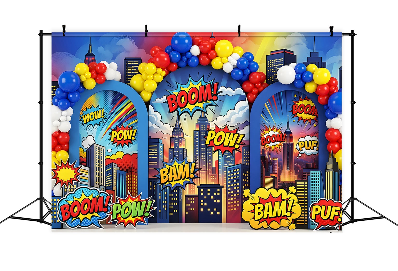 Newborn Photography Backdrops Comic Boom Balloon City Arch Kids Backdrop UK CEM65-1