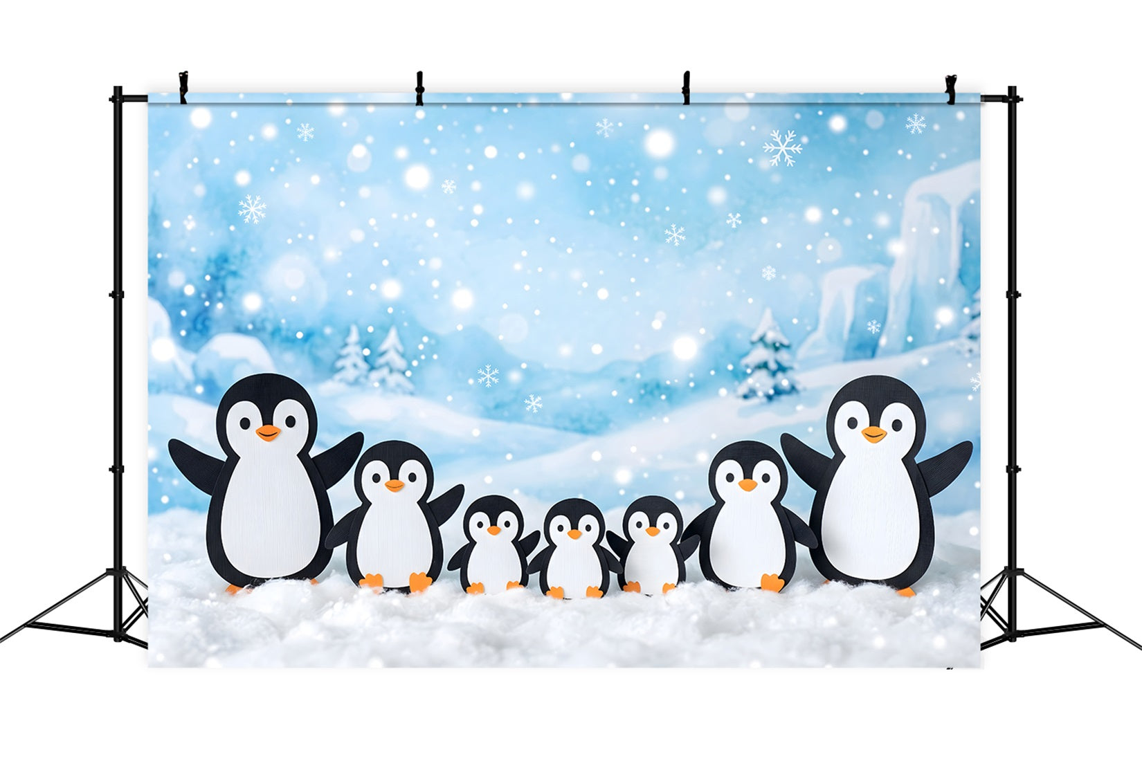 Snowy Christmas Backdrop Snowy Penguin Family Winter Wonderland Photo Backdrop Christmas UK CEM65-101