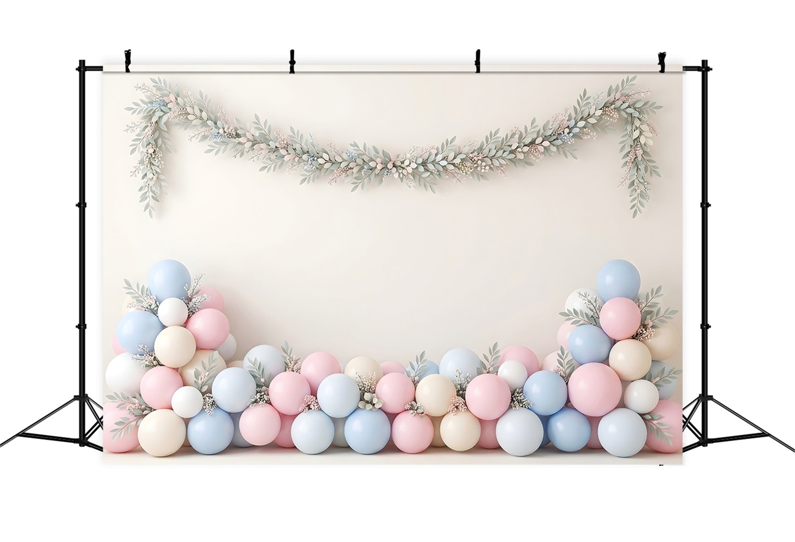 Backdrops for Kids Soft Pastel Balloon Leaf Garland Backdrops for Newborn Photography UK CEM65-12