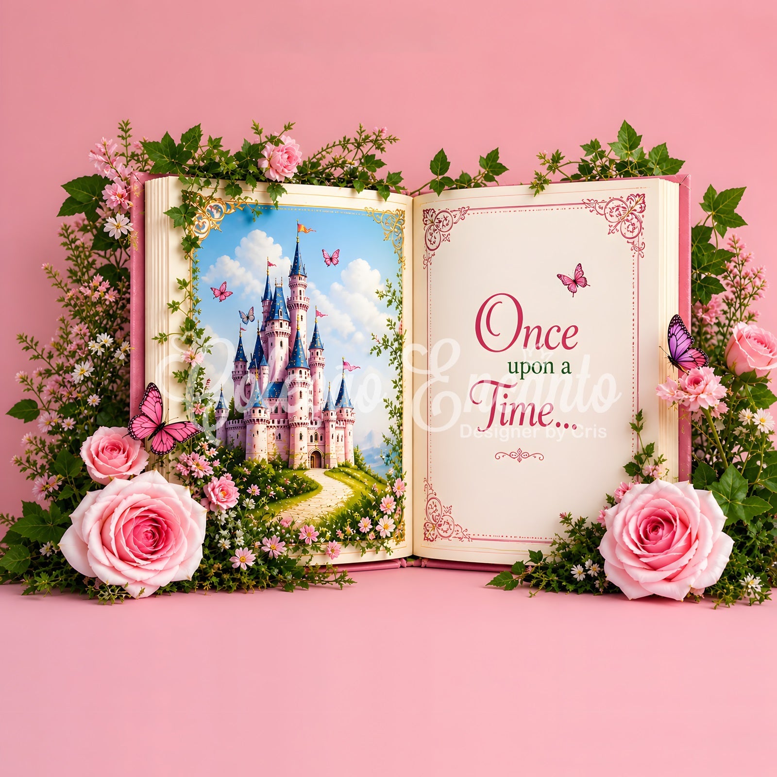Backdrop for Newborn Photography Fairytale Castle Storybook Rose Backdrop for Kids UK CEM65-15