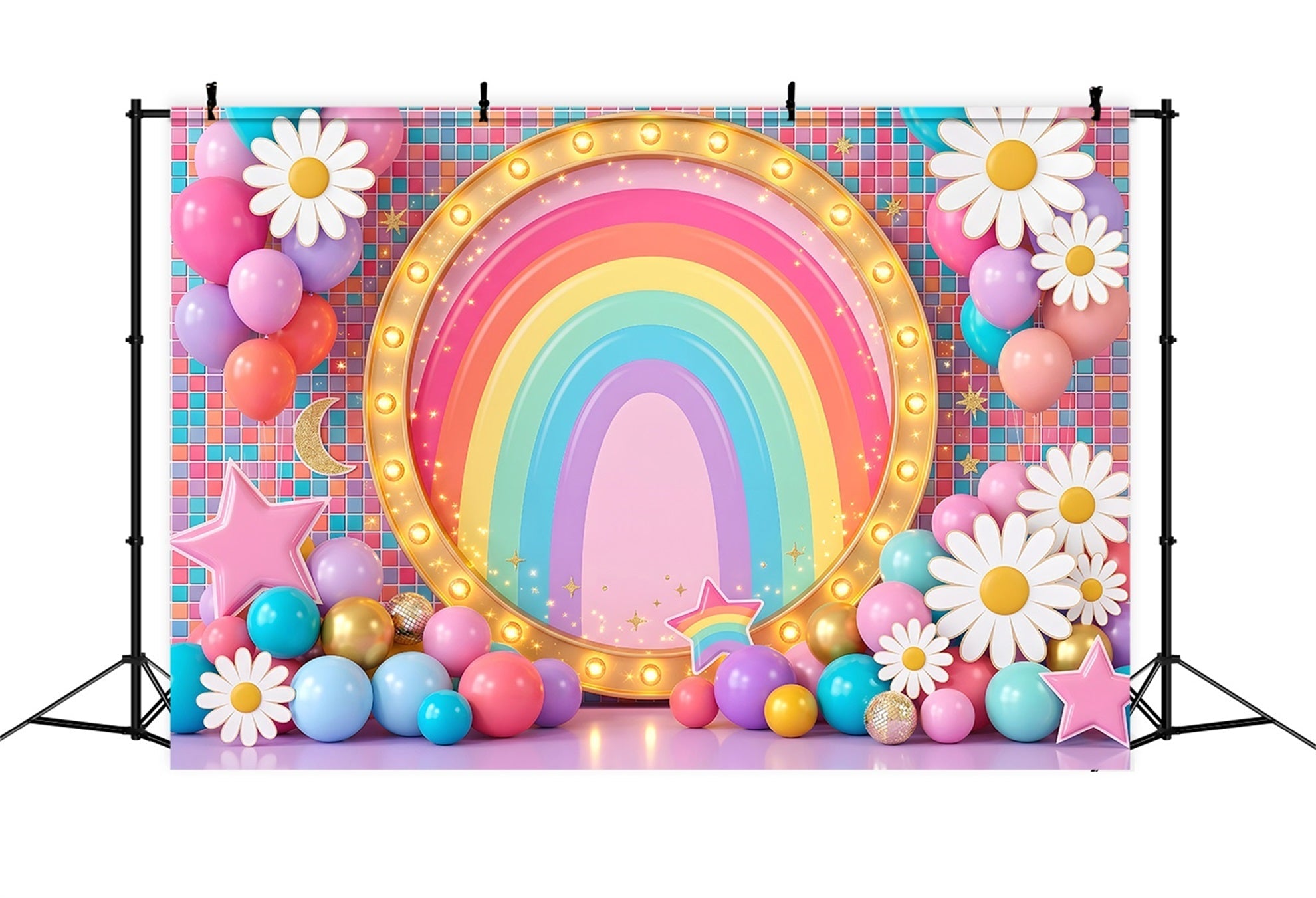 Backdrop for Kids Rainbow Marquee Daisy Balloon Backdrop for Newborn Photography UK CEM65-20