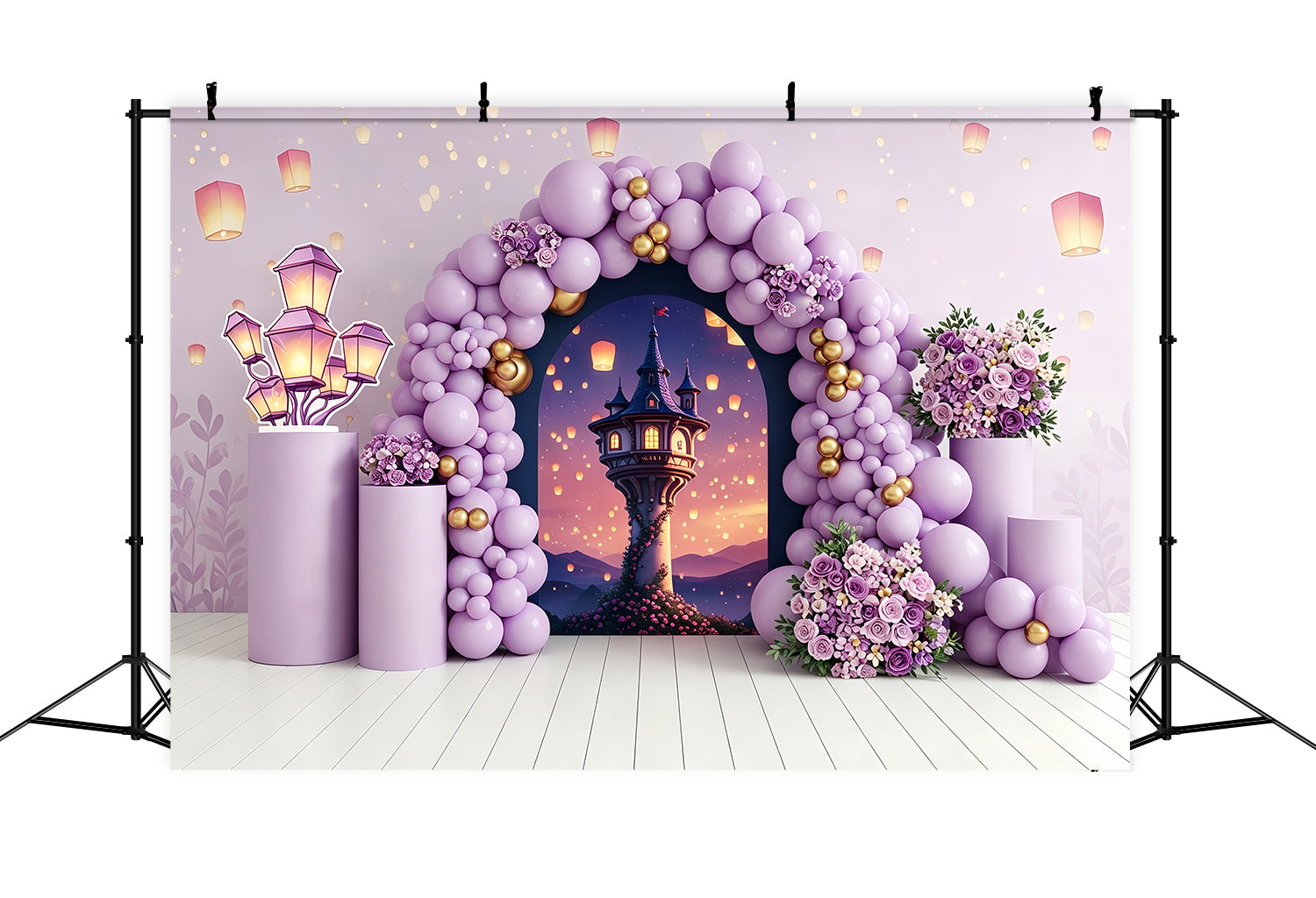 Newborn Photography Backdrops Lavender Lantern Tower Balloon Arch Childrens Photo Backdrops UK CEM65-212