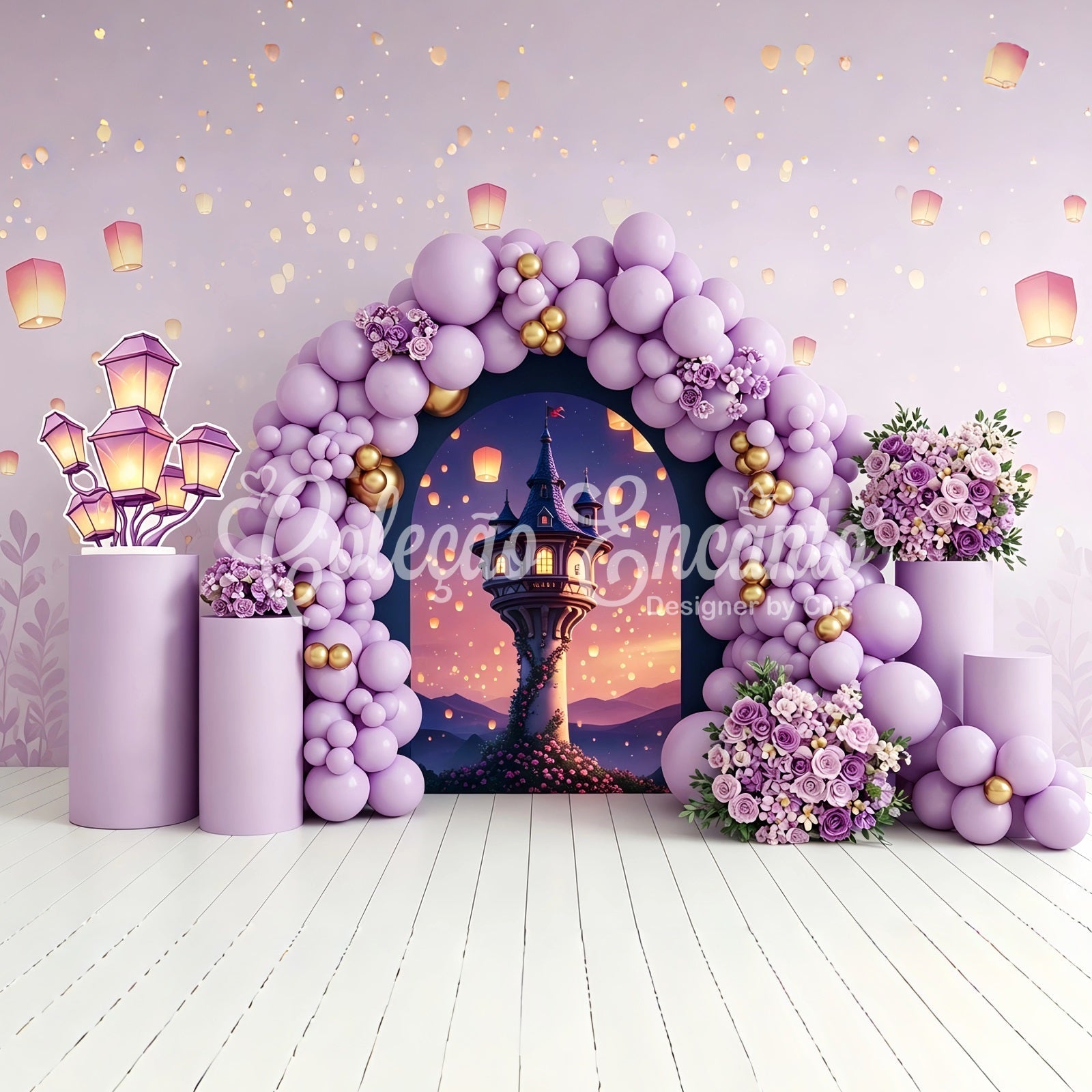 Newborn Photography Backdrops Lavender Lantern Tower Balloon Arch Childrens Photo Backdrops UK CEM65-212