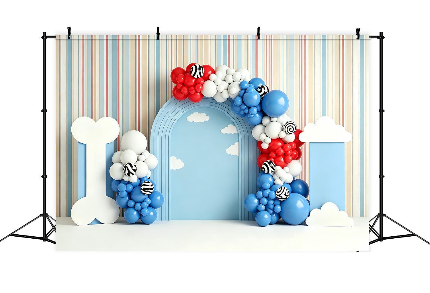 Childrens Photo Backdrops Puppy Bone Cloud Balloon Arch Newborn Backdrop UK CEM65-213