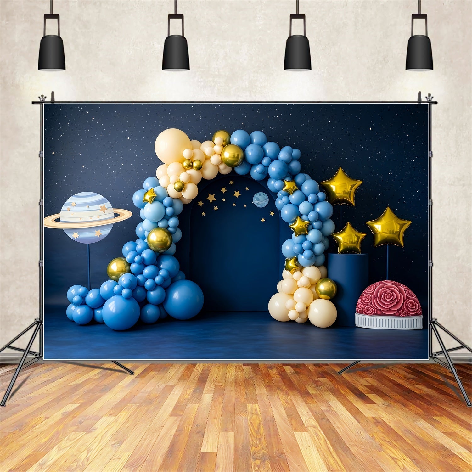 Kids Photo Backdrop Starry Planet Balloon Arch Decor Newborn Fabric Backdrops UK CEM65-214