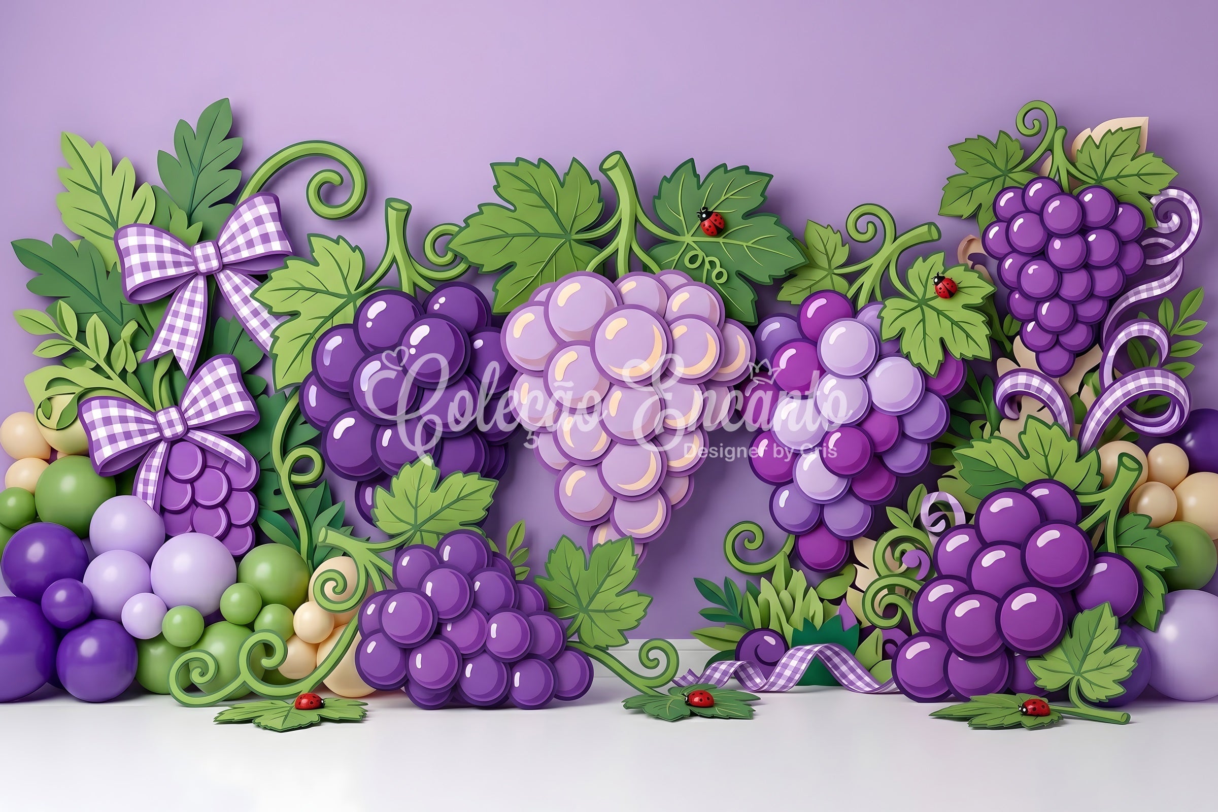 Photo Backdrop Kids Purple Grape Vine Balloon Garland Backdrop Newborn Photography UK CEM65-30