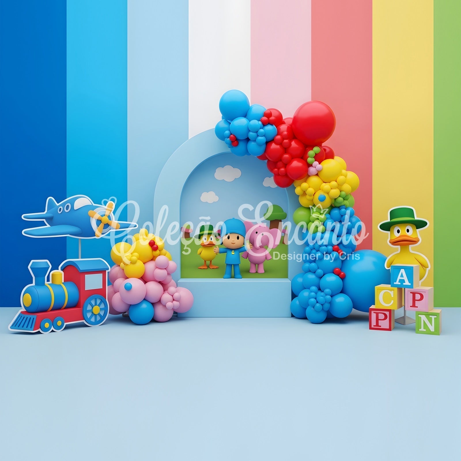 Childrens Backdrops Colorful Toy Train Airplane Blocks Newborn Backdrop UK CEM65-36