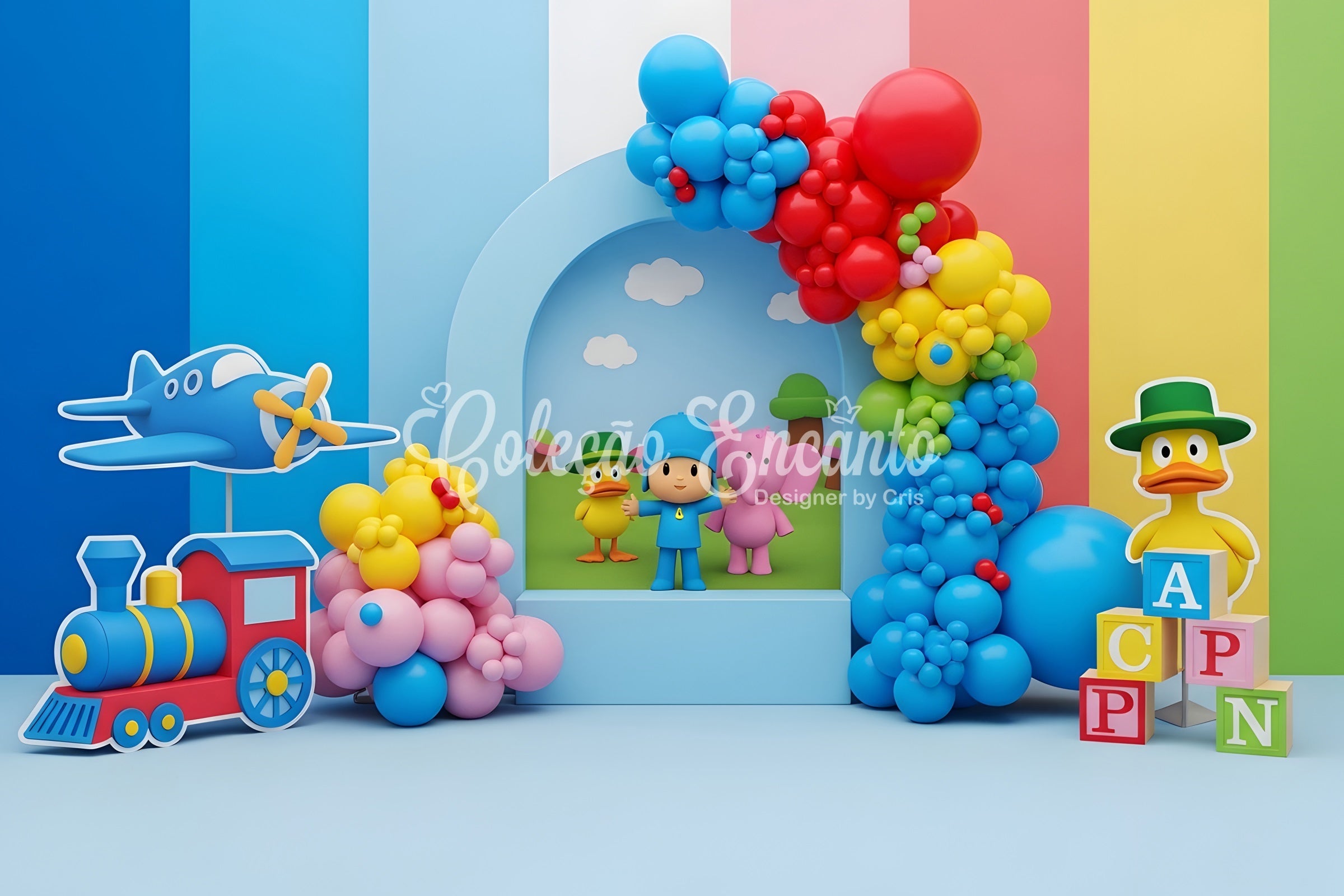 Childrens Backdrops Colorful Toy Train Airplane Blocks Newborn Backdrop UK CEM65-36