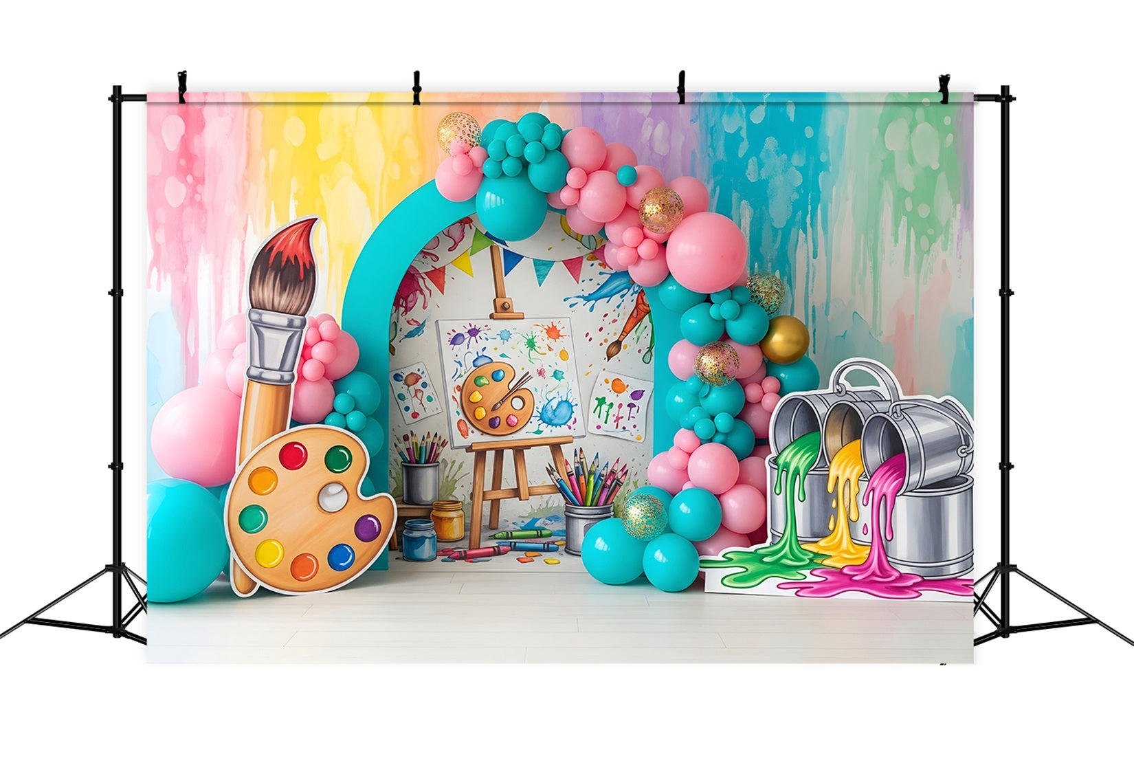 Child Backdrop Artist Paint Splash Balloon Arch Newborn Photo Backdrop UK CEM65-37