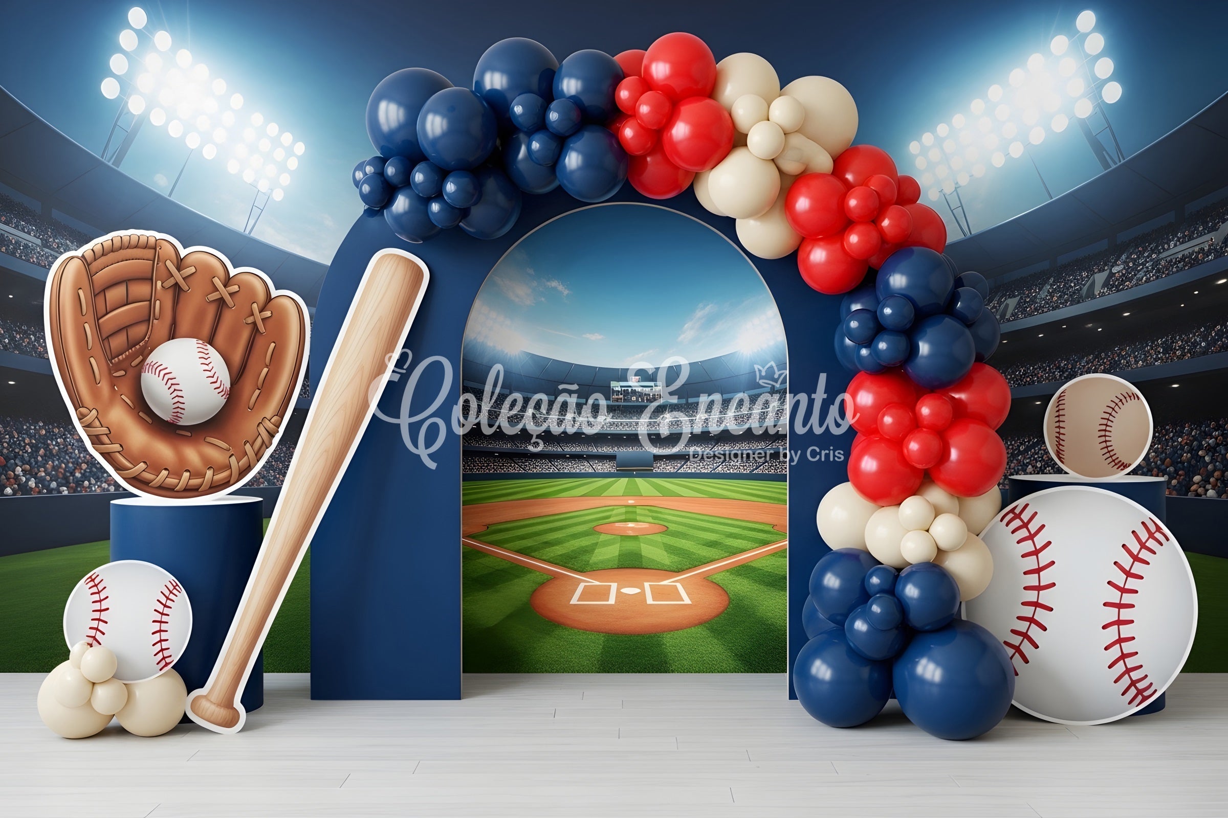 Photography Backdrops for Children Baseball Stadium Sports Balloon Arch Newborn Backdrop UK CEM65-39
