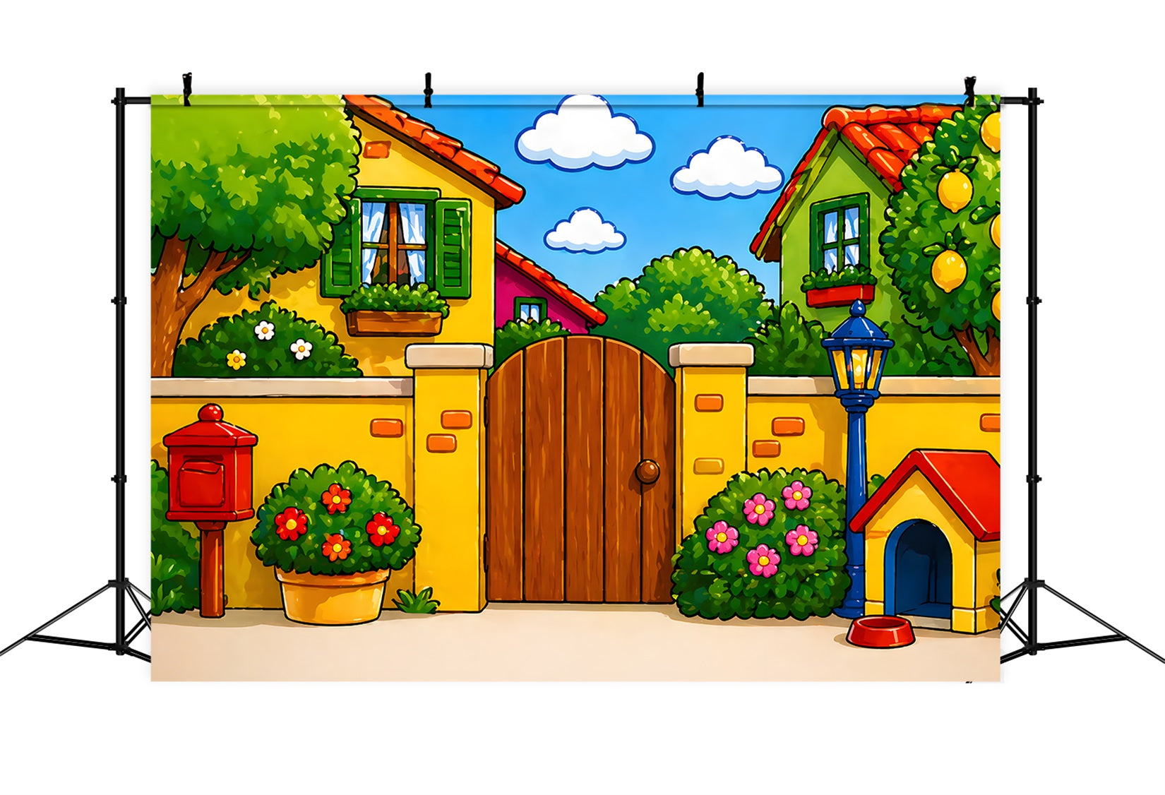 Newborn Backdrops Sunny Cartoon Garden Pet Yard Kids Photo Backdrop UK CEM65-4