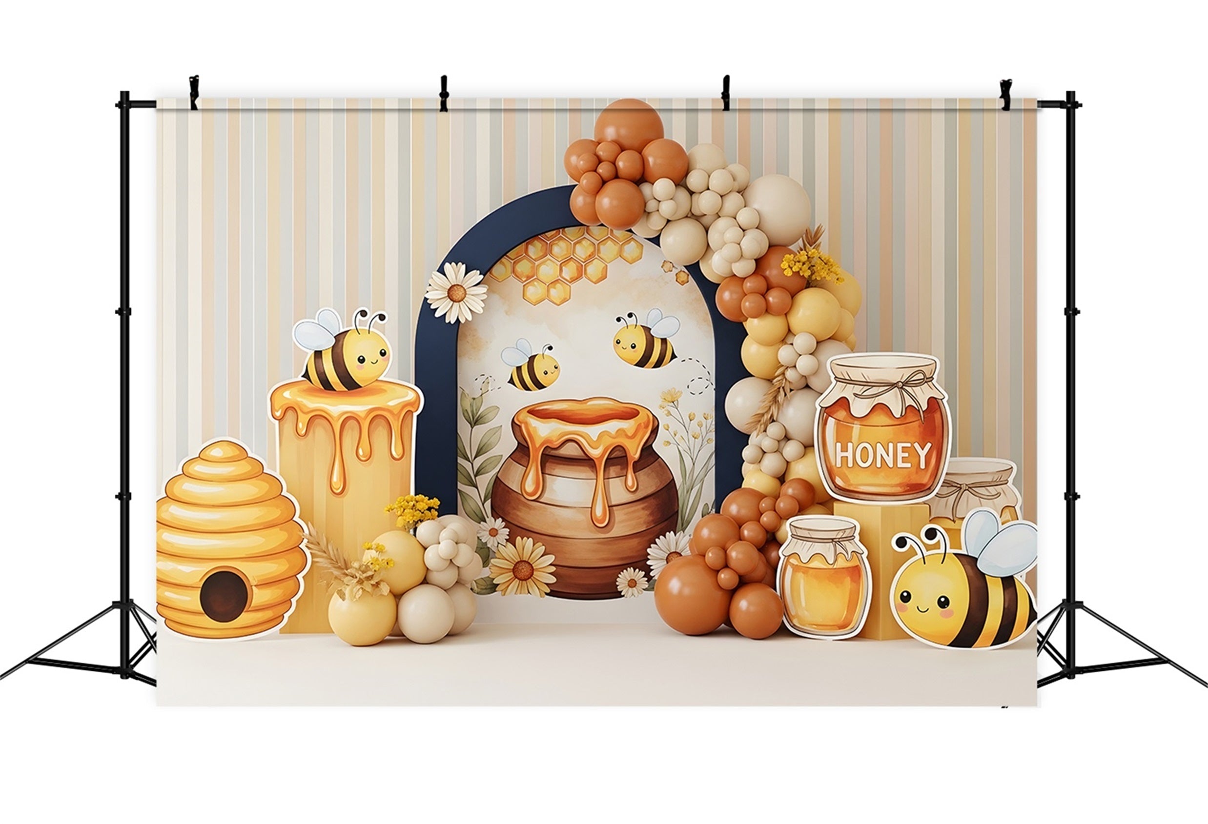 Kids Backdrop Photoshoot Honey Bee Beehive Balloon Arch Children's Backdrop UK CEM65-43