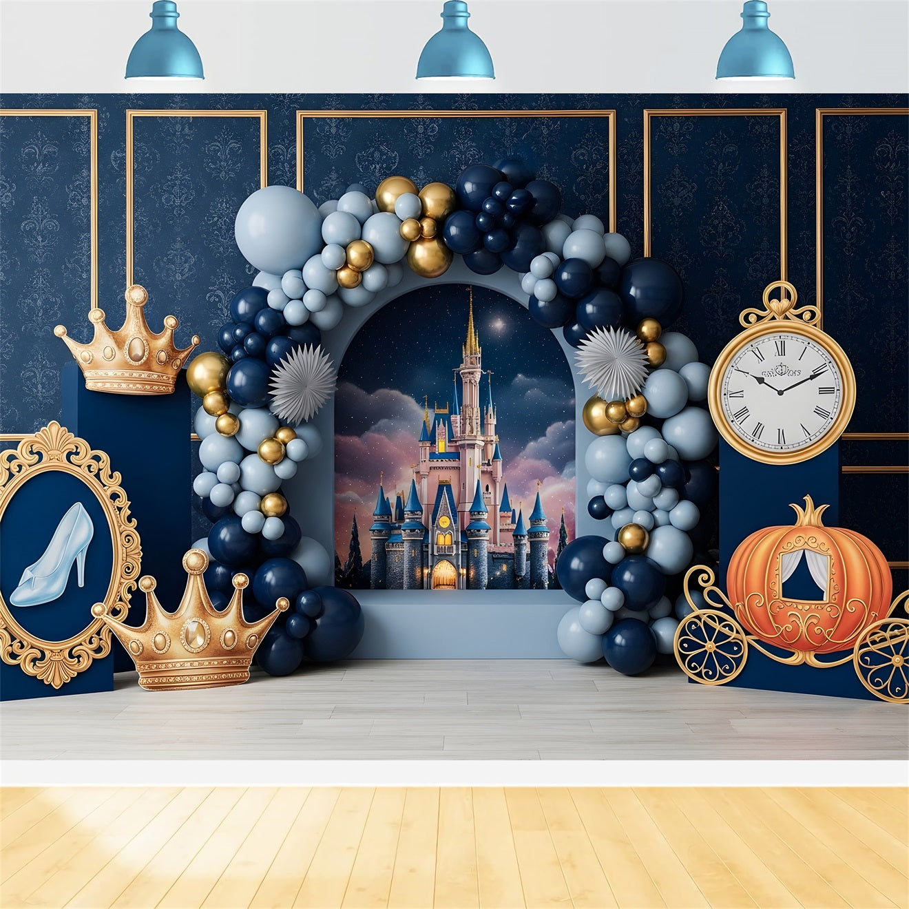 Backdrop for Children Midnight Castle Crown Carriage Decor Newborn Photo Backdrops UK CEM65-46