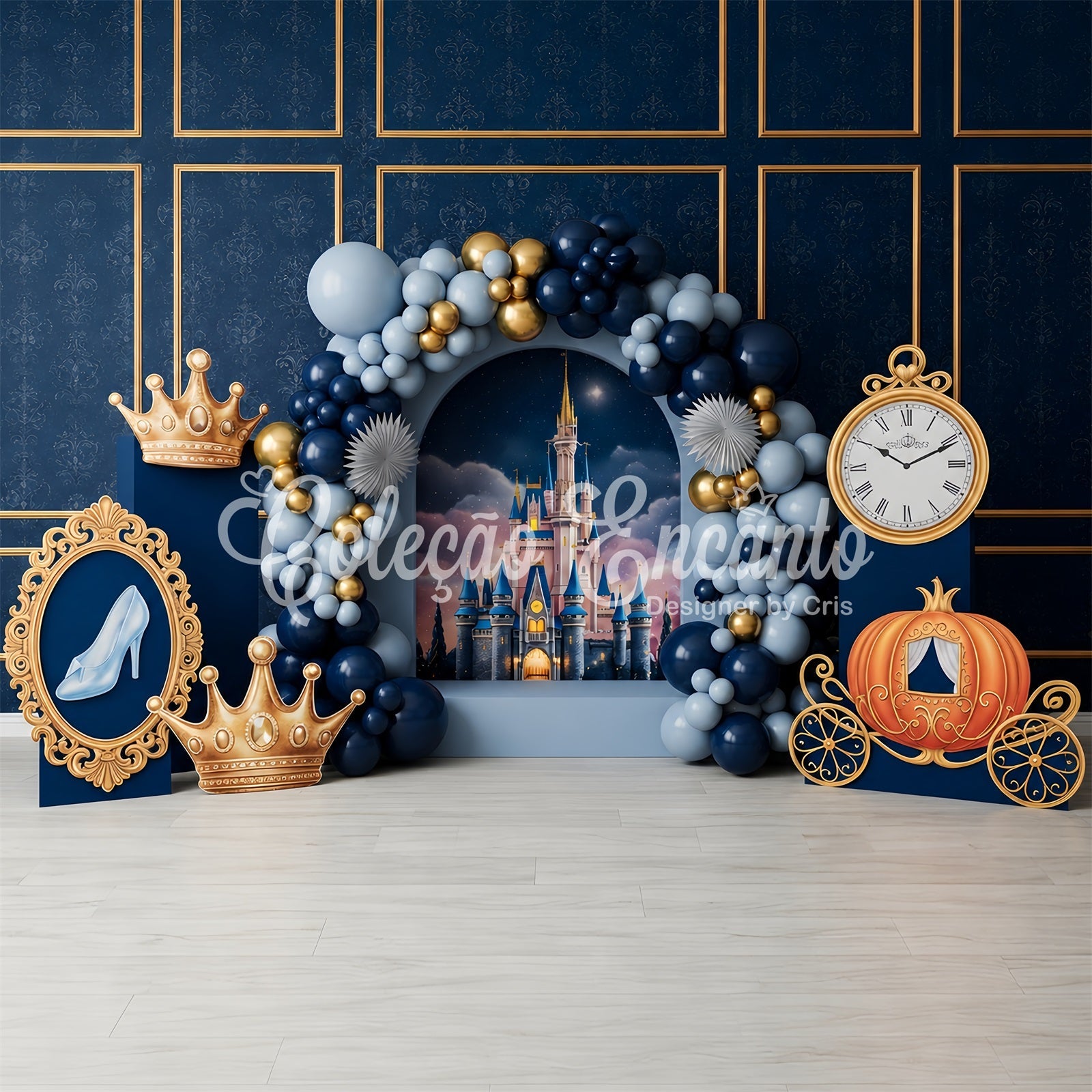 Backdrop for Children Midnight Castle Crown Carriage Decor Newborn Photo Backdrops UK CEM65-46