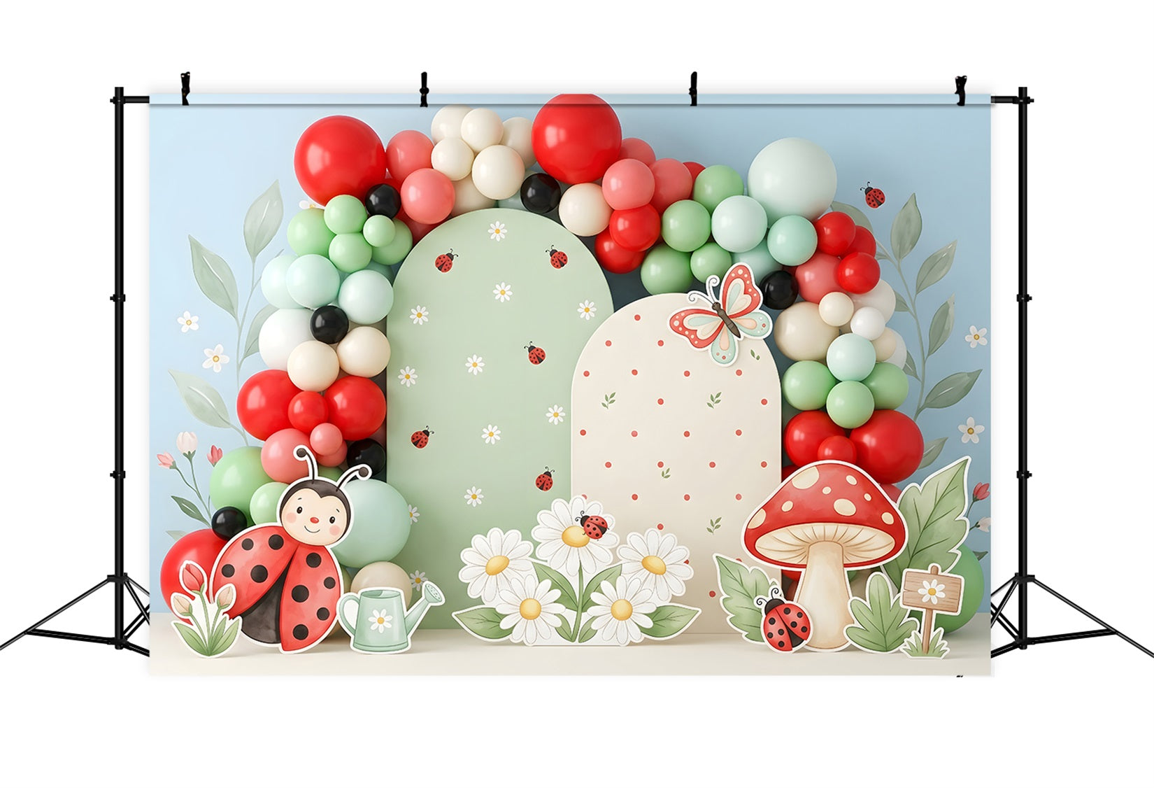 Newborn Baby Backdrops Ladybug Daisy Mushroom Balloon Kids Backdrop Photoshoot UK CEM65-50