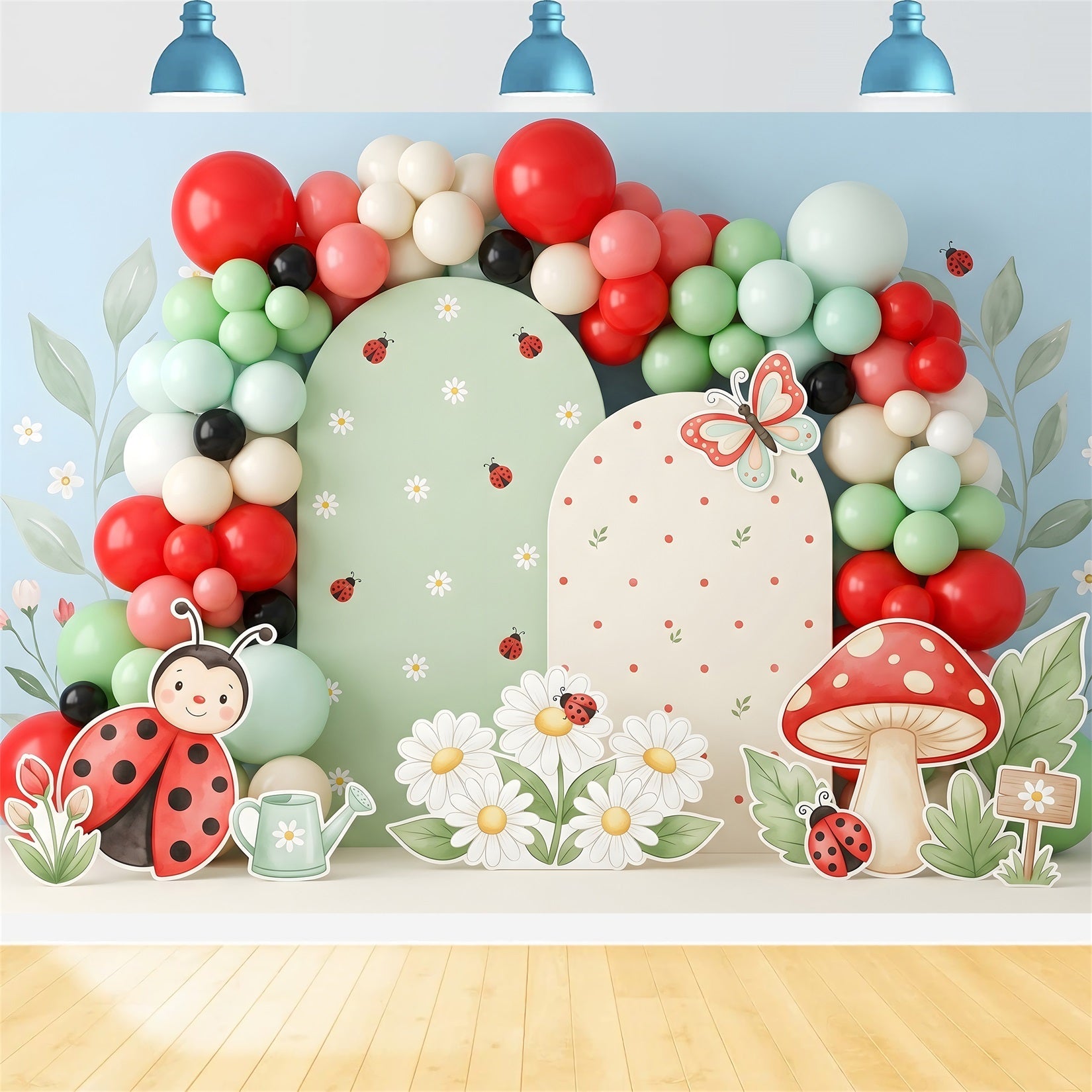 Newborn Baby Backdrops Ladybug Daisy Mushroom Balloon Kids Backdrop Photoshoot UK CEM65-50