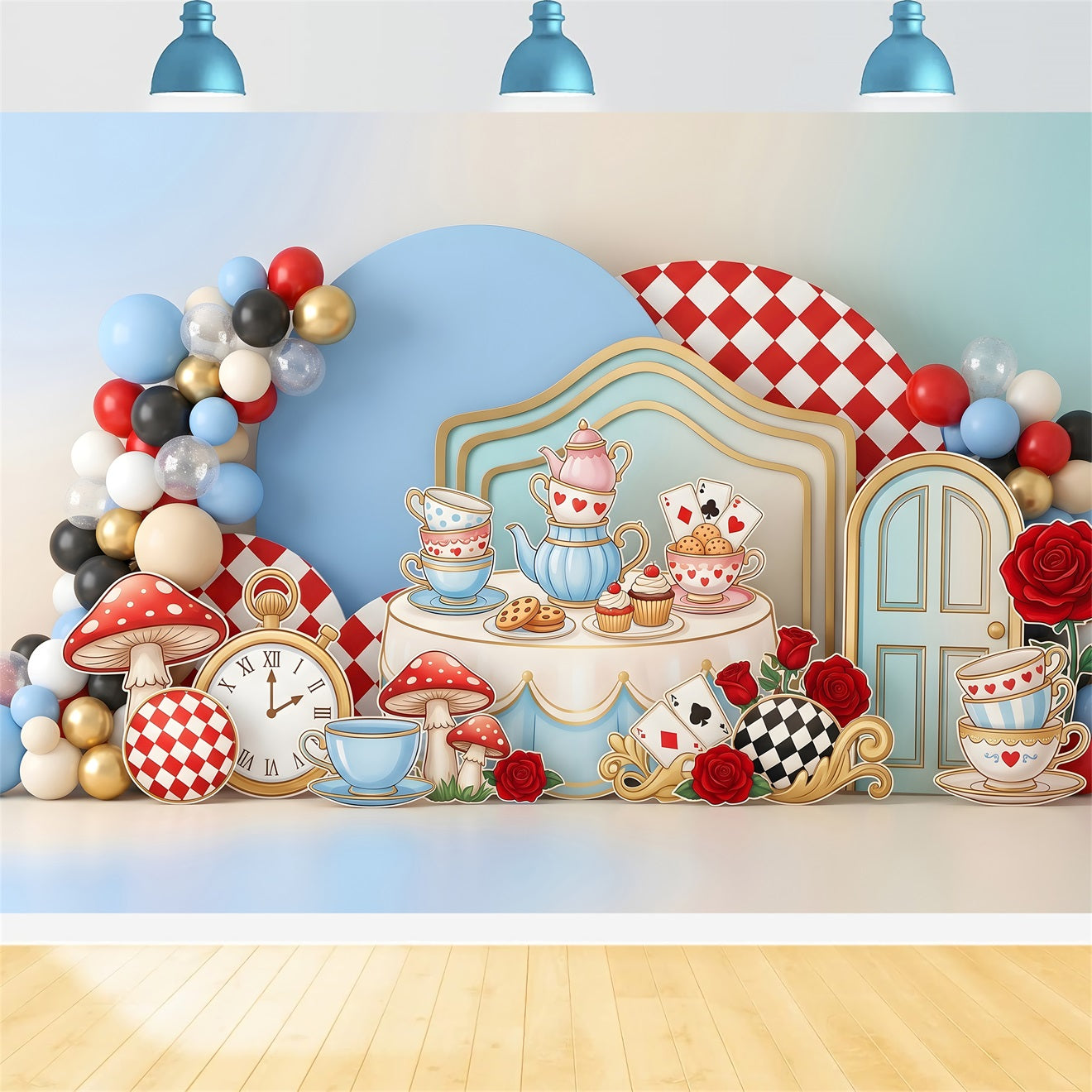 Newborn Fabric Backdrops Wonderland Tea Party Balloon Photography Backdrops Kids UK CEM65-53