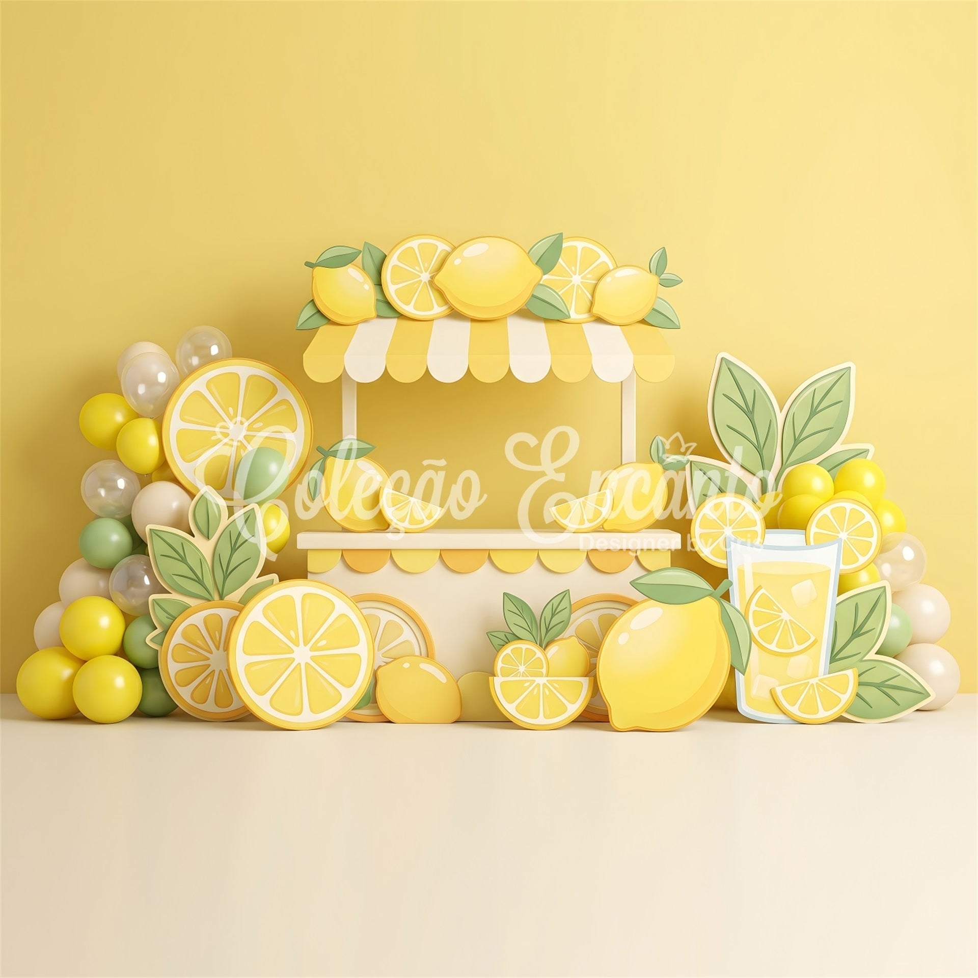 Kids Backdrop Lemonade Stand Citrus Balloon Children Backdrop UK CEM65-57