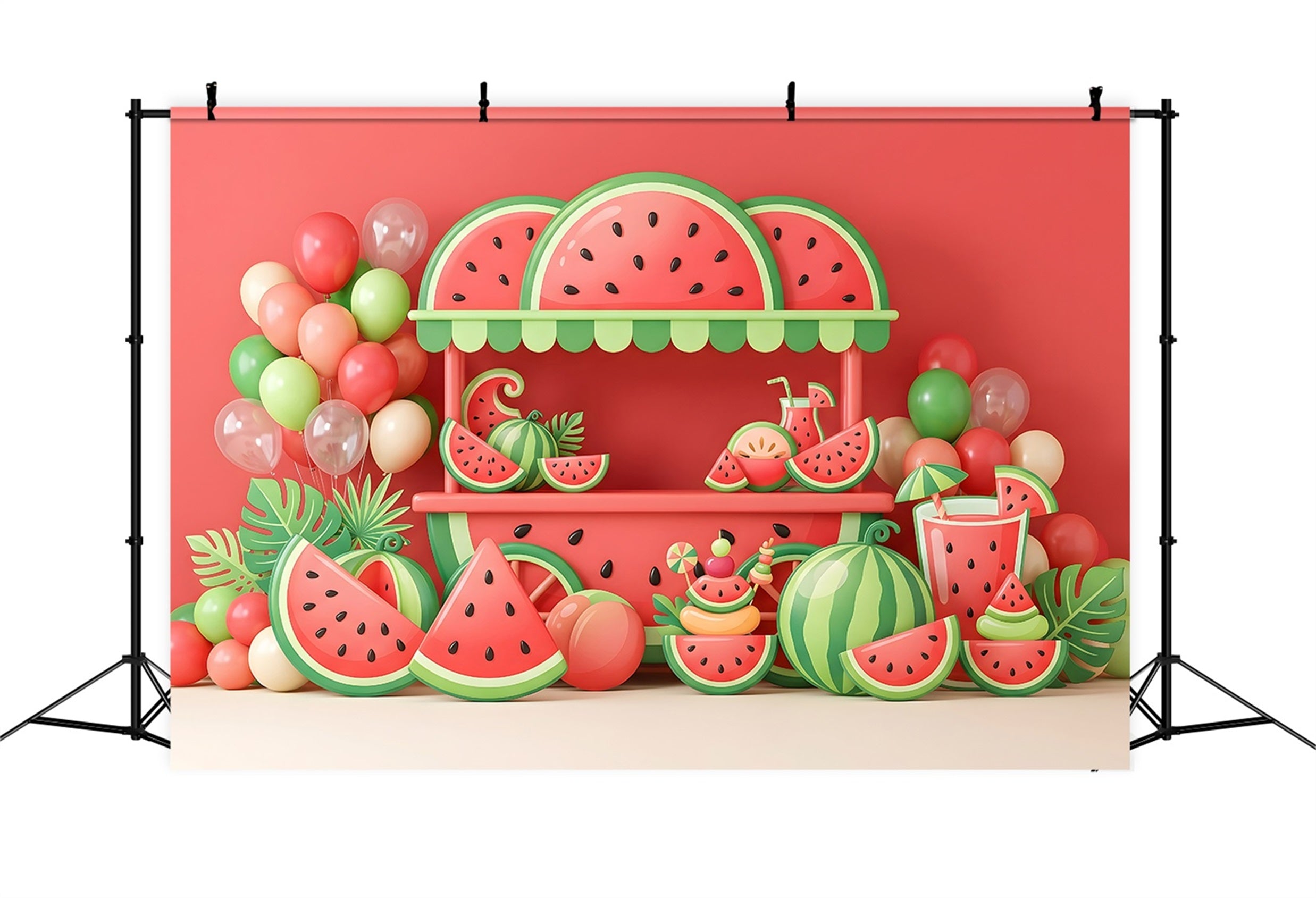 Kids Photo Backdrop Watermelon Cart Summer Balloon Childrens Backdrops UK CEM65-58