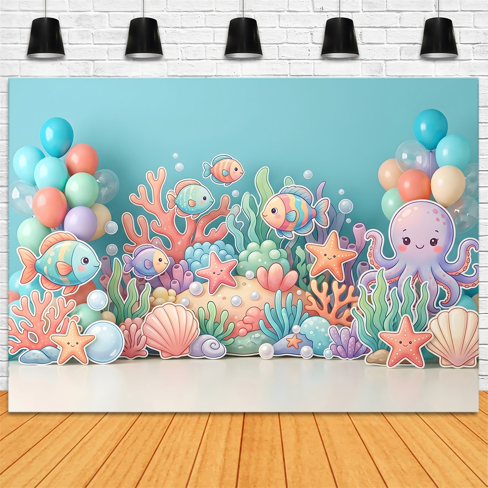 Backdrops for Kids Ocean Fish Octopus Coral Children Photography Backdrops UK CEM65-67