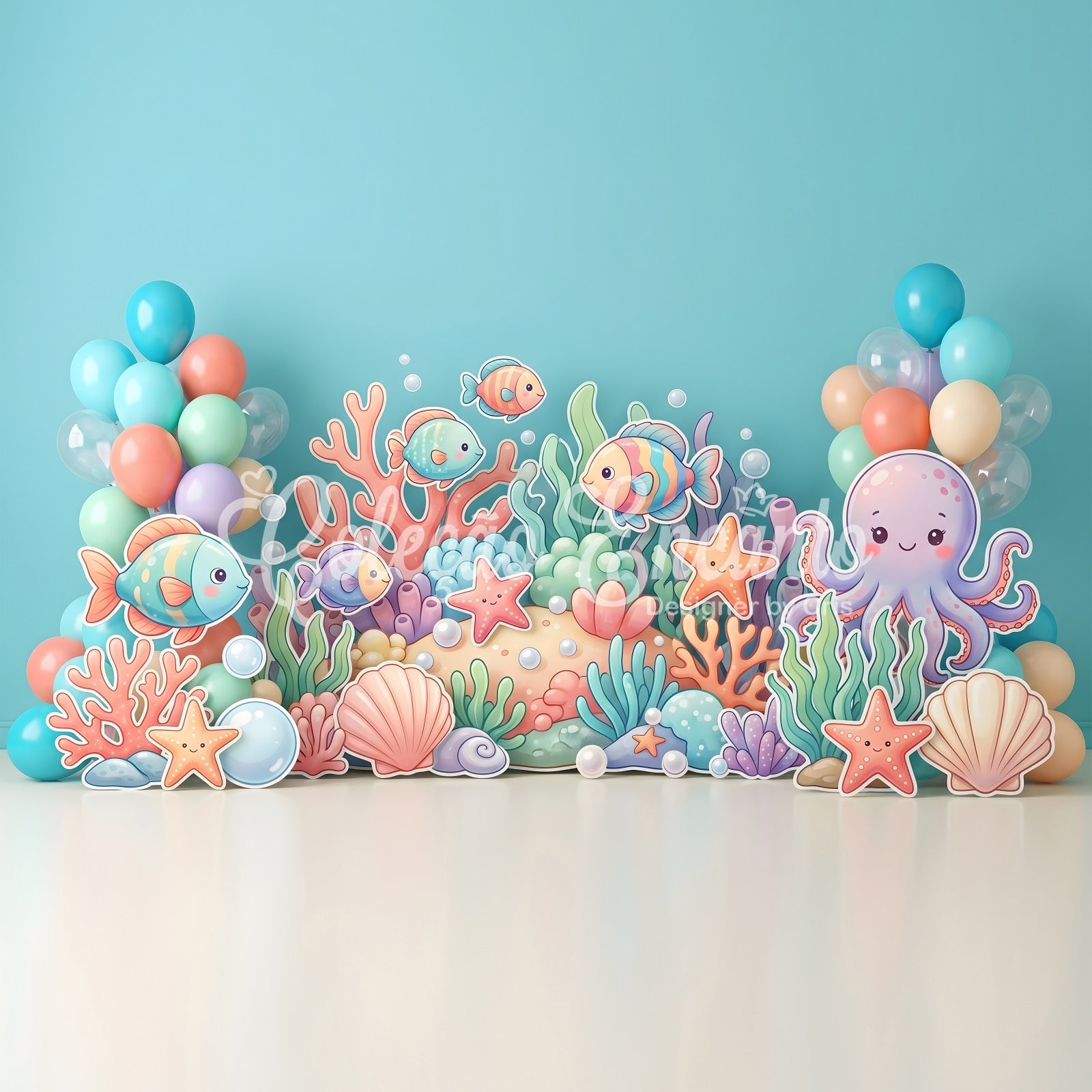 Backdrops for Kids Ocean Fish Octopus Coral Children Photography Backdrops UK CEM65-67