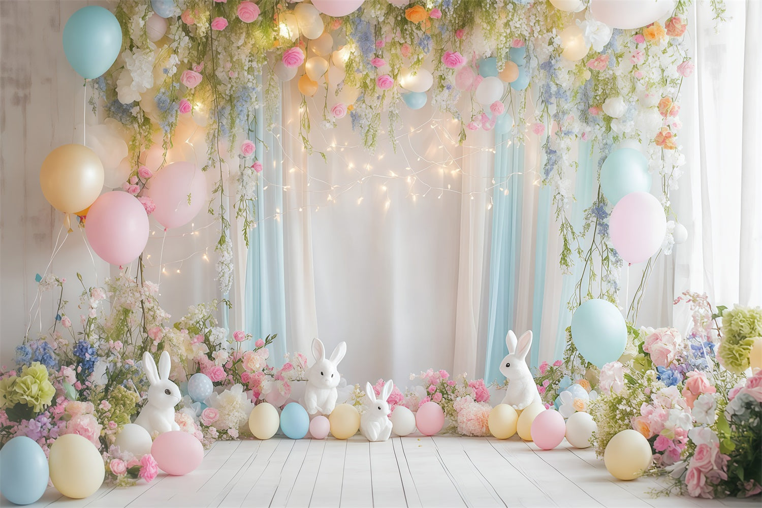 Easter Backdrop Floral Vine Balloon Backdrop UK CJJ-161